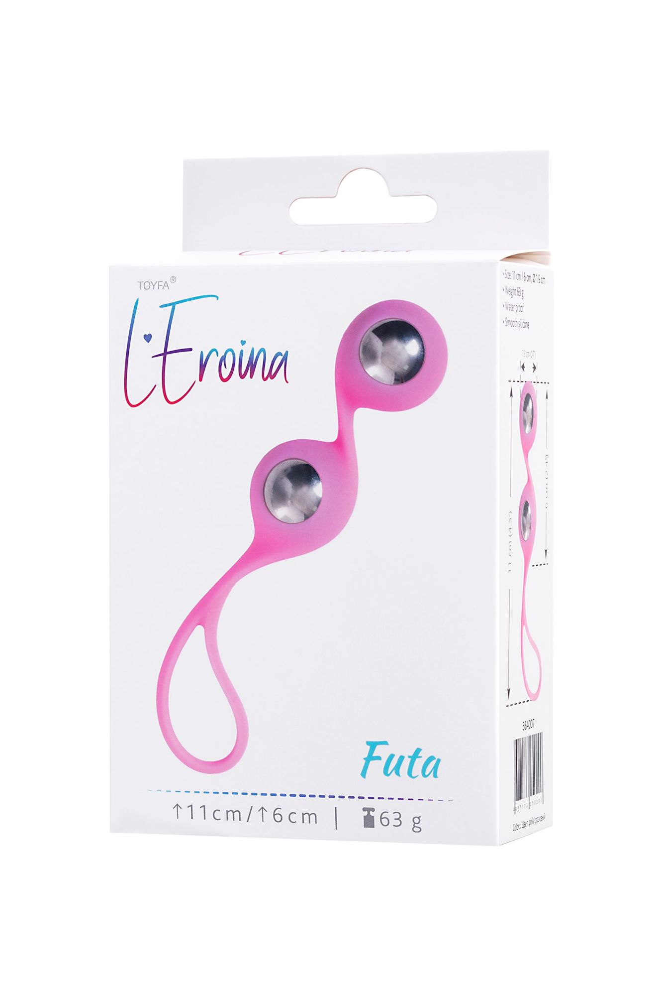 вагинальные шарики l'eroina futa, силикон, розовые, 11 см, ø 1,9 см, 63 г в России