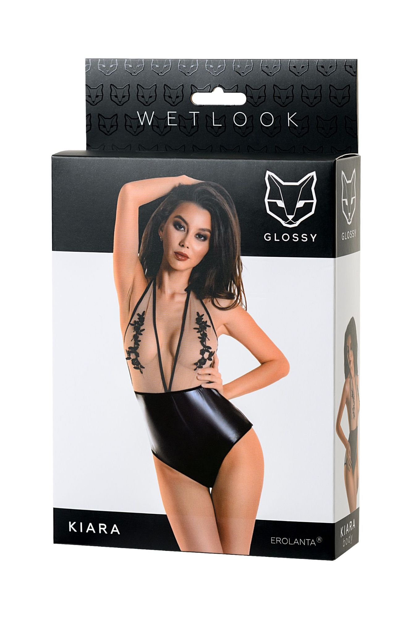 Эротическое боди glossy kiara из материала wetlook, черное, l в России