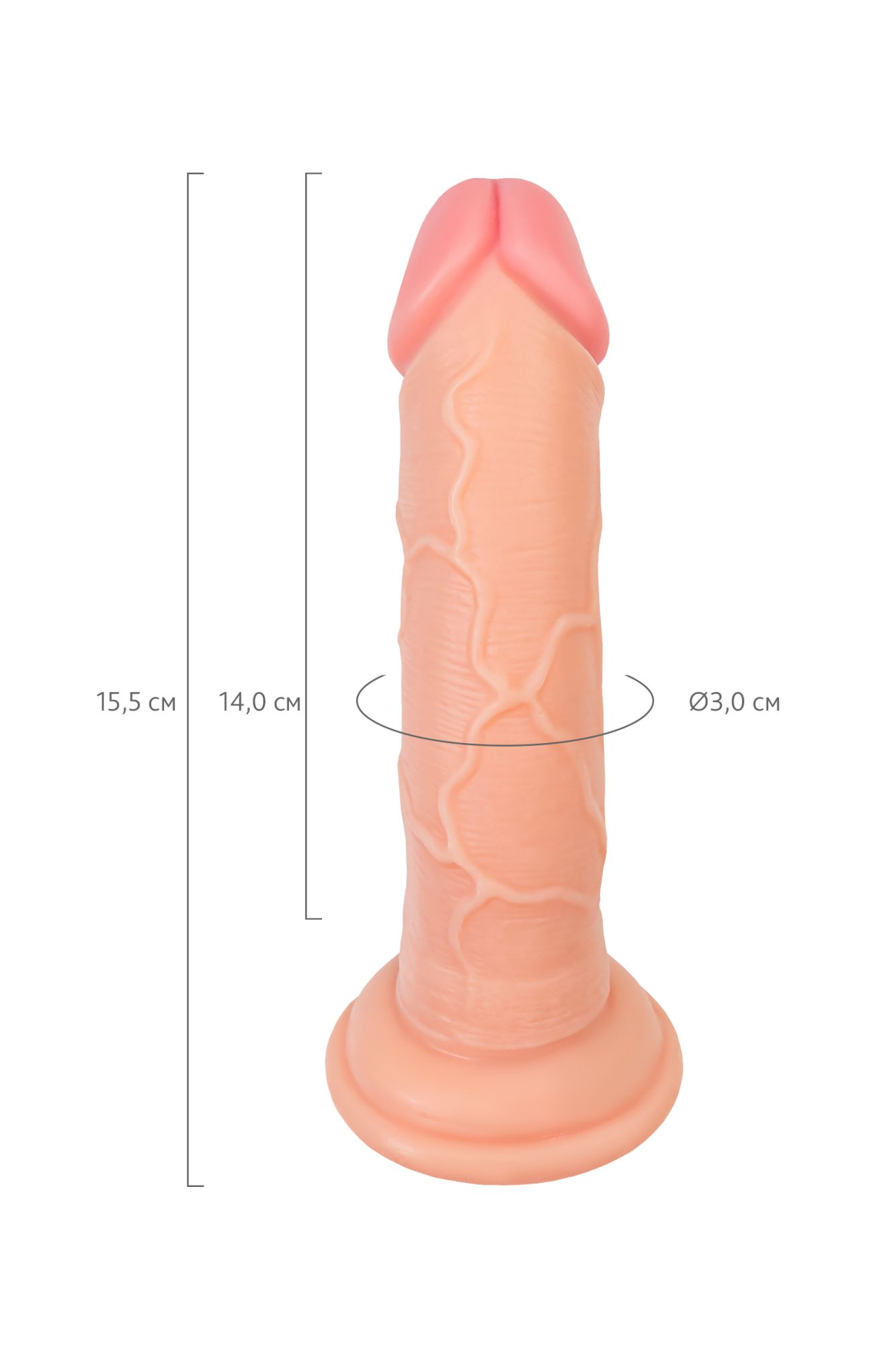 реалистичный фаллоимитатор realstick nude gib, pvc, телесный, 15,5 см в России