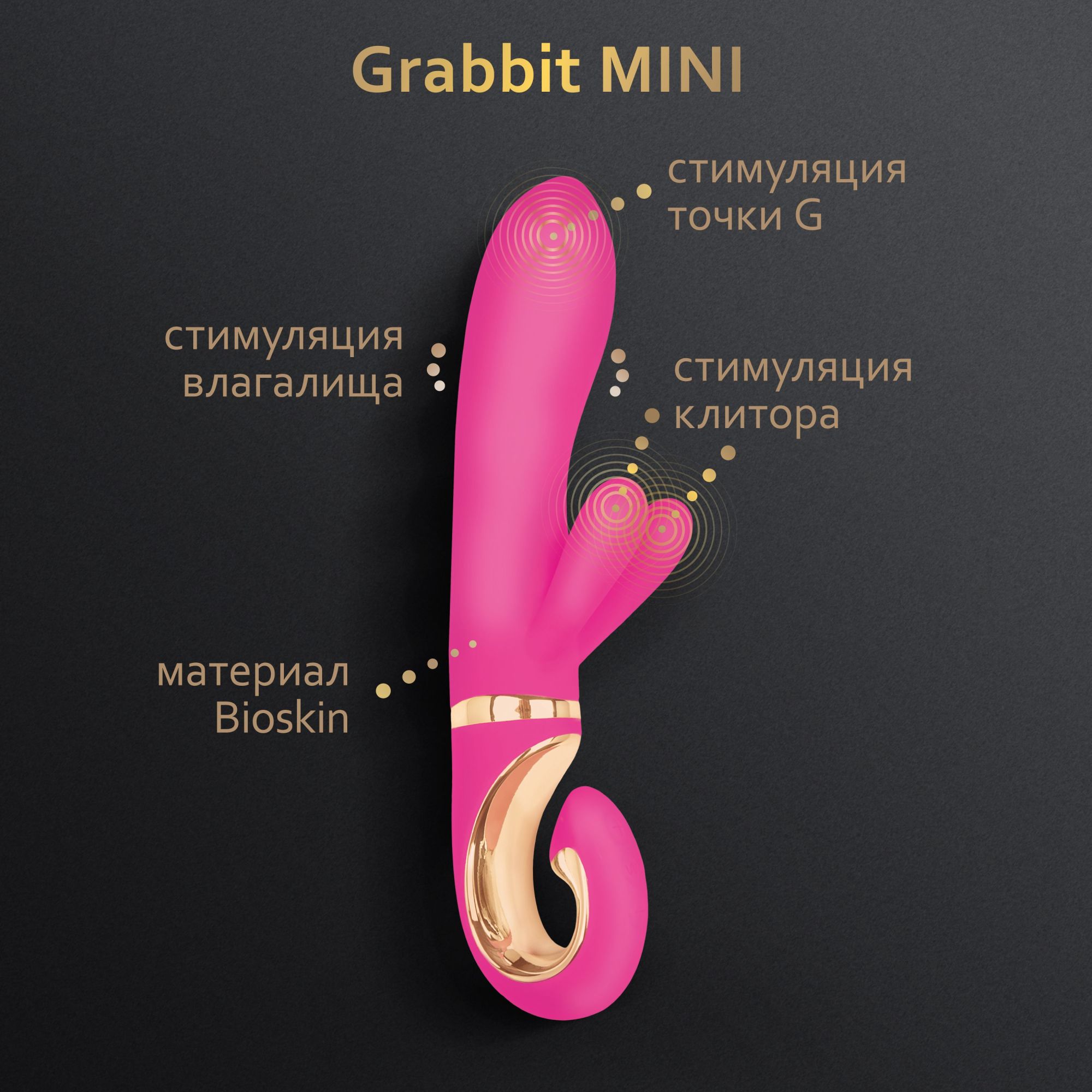 вибромассажер gvibe grabbit mini для клитора и точки g, с тремя моторами, розовый в России