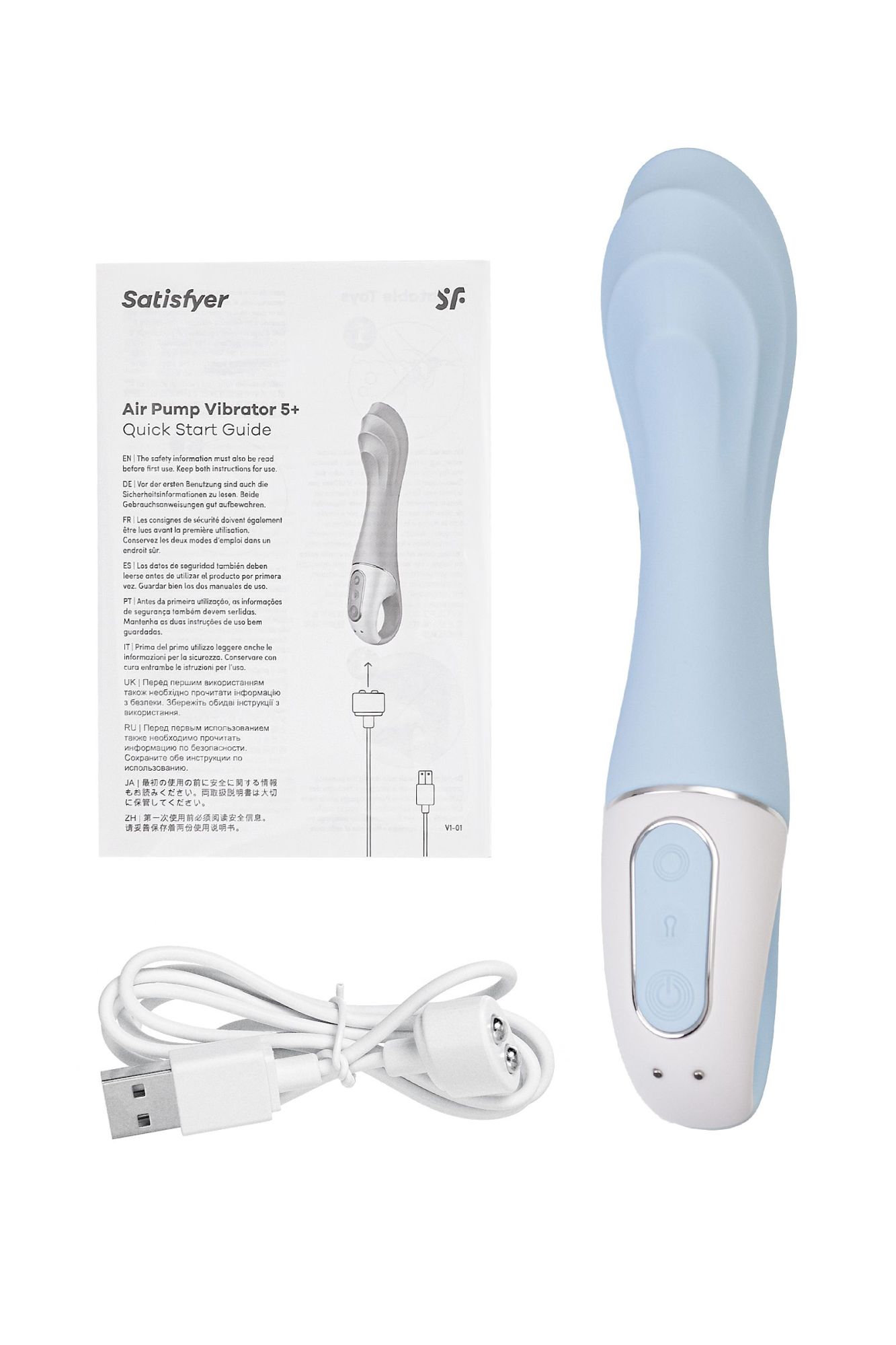 нереалистичный вибратор satisfyer air pump vibrator 5, силикон, голубой,  см. в России