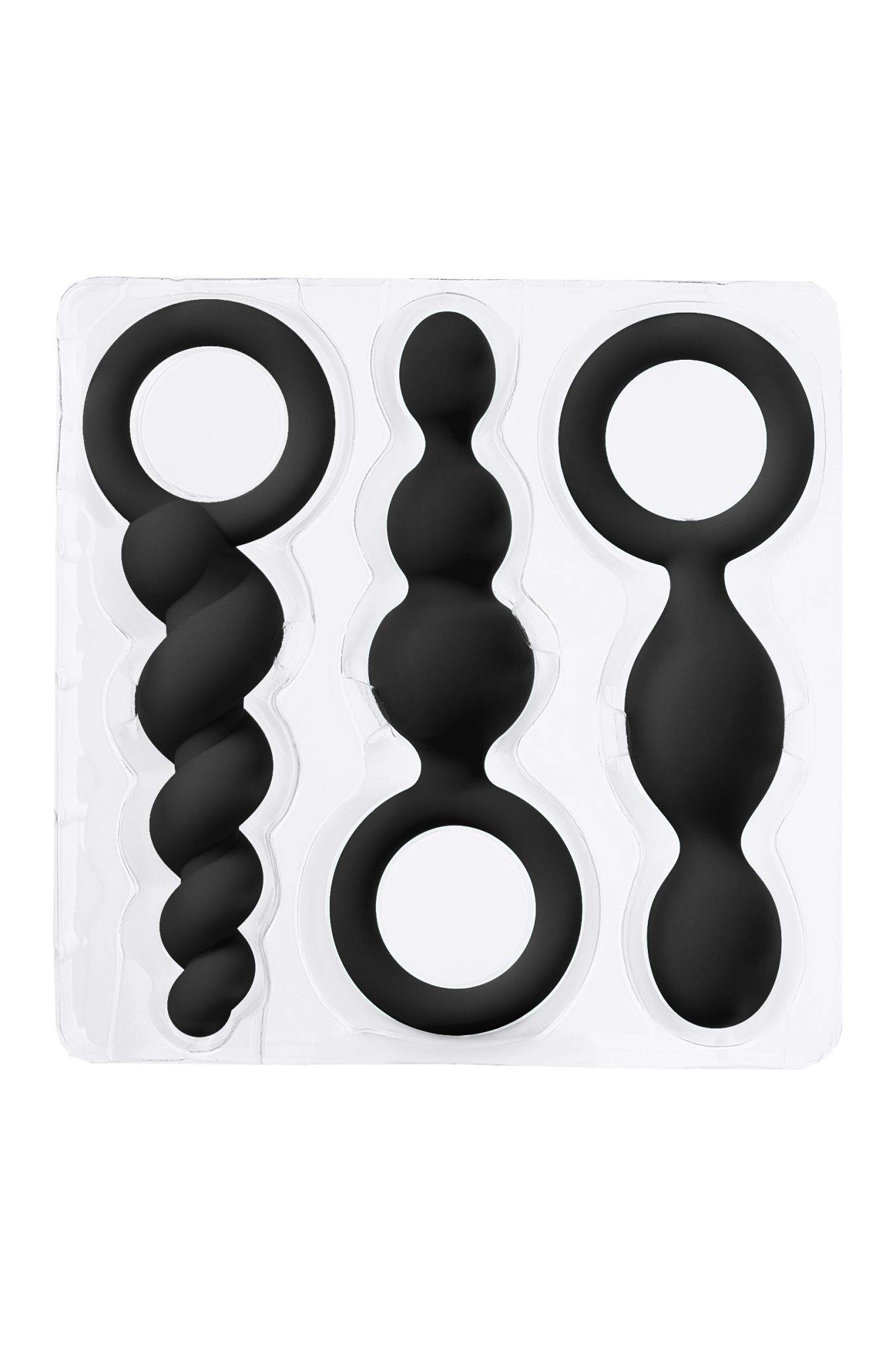набор анальных плагов satisfyer, силикон, чёрный, 13,5 см. в России