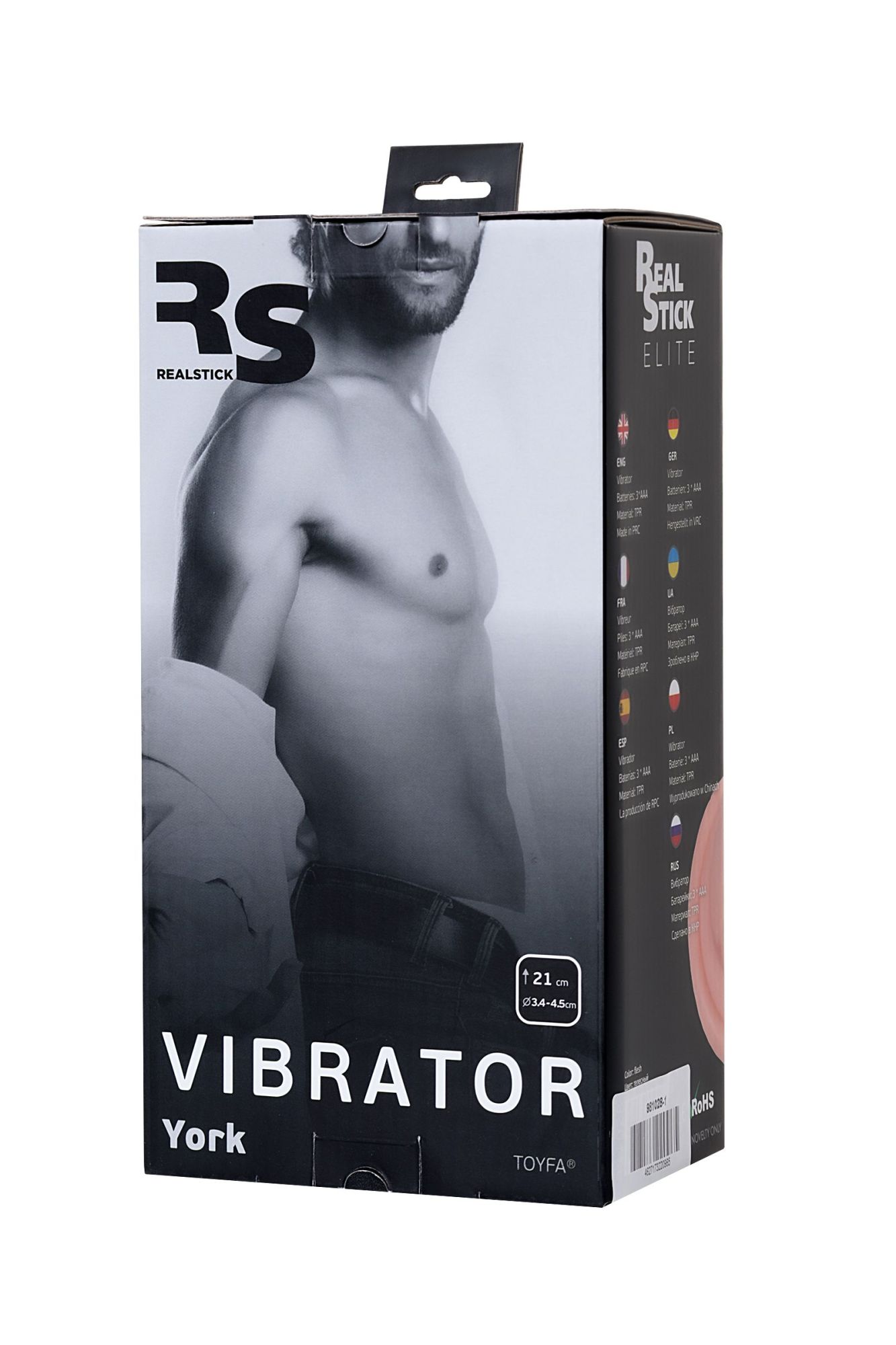 реалистичный вибратор realstick elite york, tpr, телесный, 21 см в России