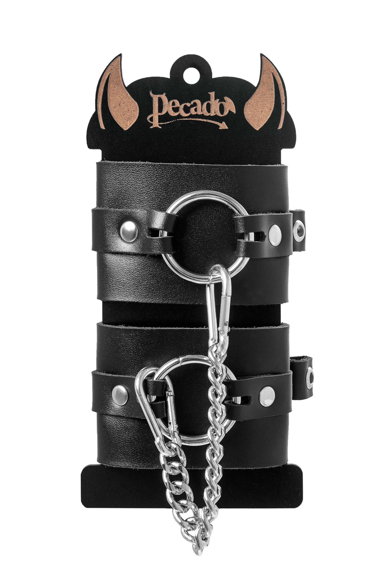 наручники pecado bdsm, из толстой кожи с люверсами, натуральная кожа, чёрные в России