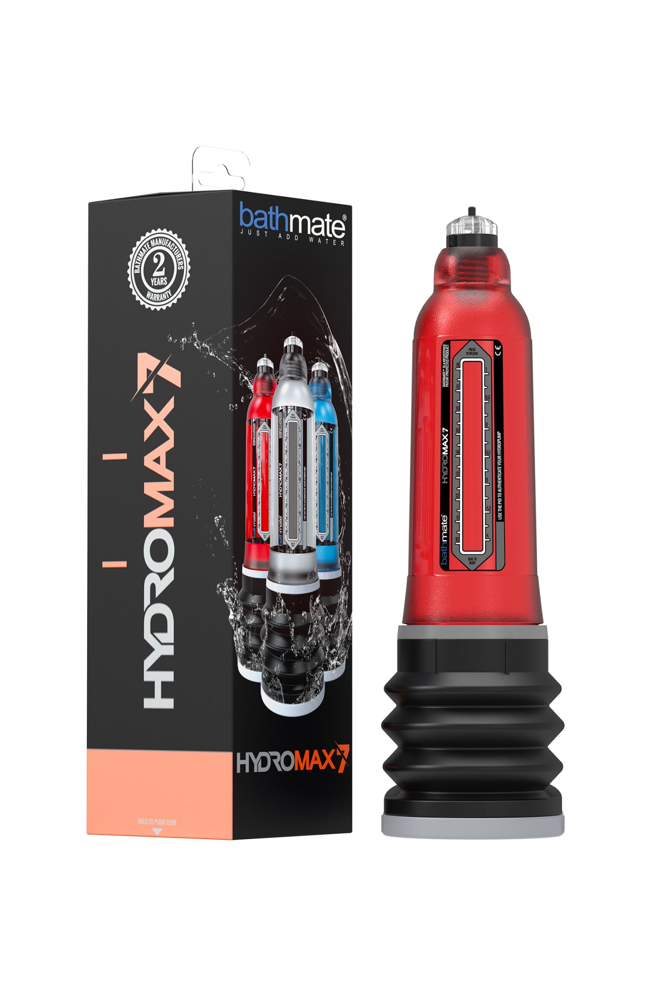 гидропомпа bathmate hydromax7, abs пластик, красный, 30 см (аналог hydromax x30) в России