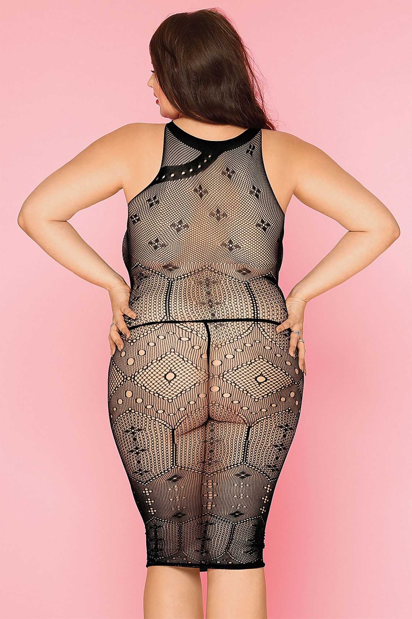 Эротическое платье-сетка и стринги candy girl spice черные, 2xl в России