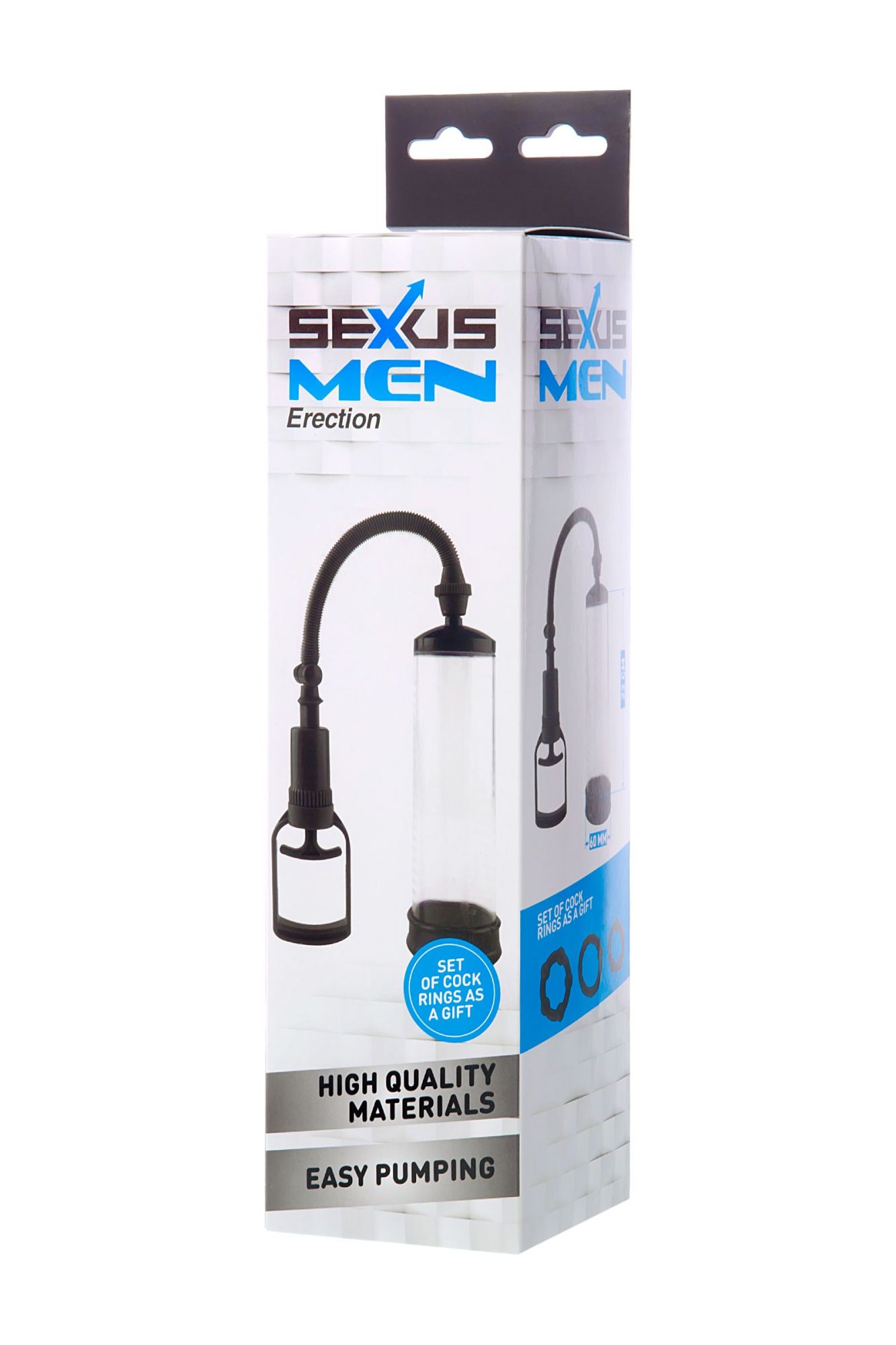 помпа для пениса sexus men erection, вакуумная, механическая, abs пластик, черный, 23 см в России