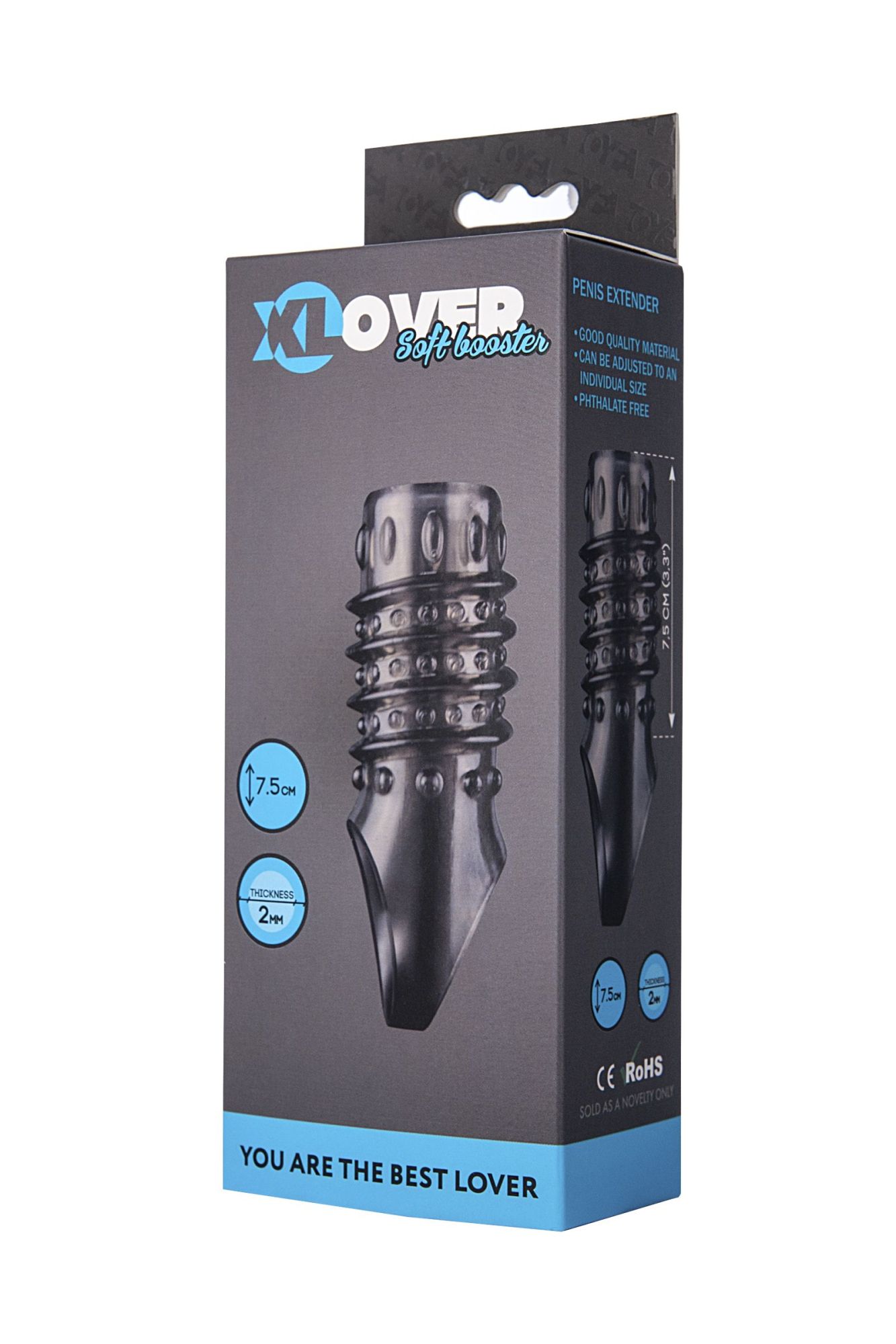 насадка toyfa xlover, для увеличения размера, tpe, черная прозрачная, 10,5 см в России