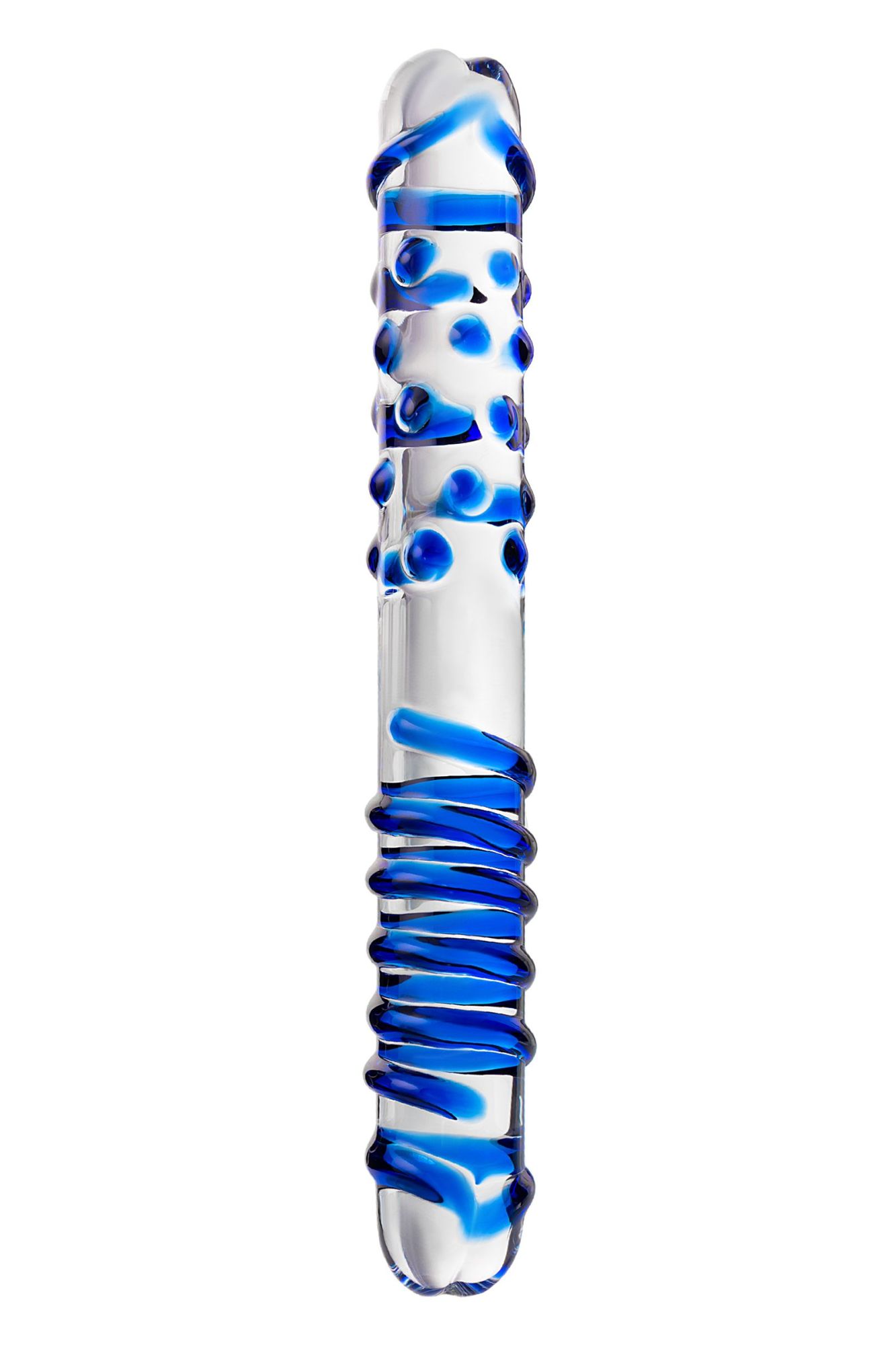 двусторонний фаллоимитатор sexus glass, стекло, рельефный, 22 см в России