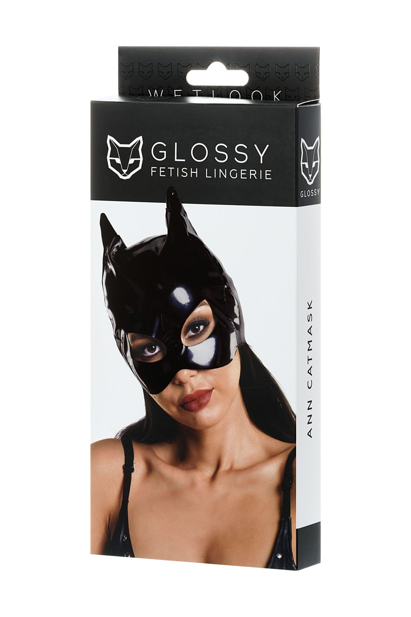 маска кошки glossy ann из материала wetlook, черный, os в России