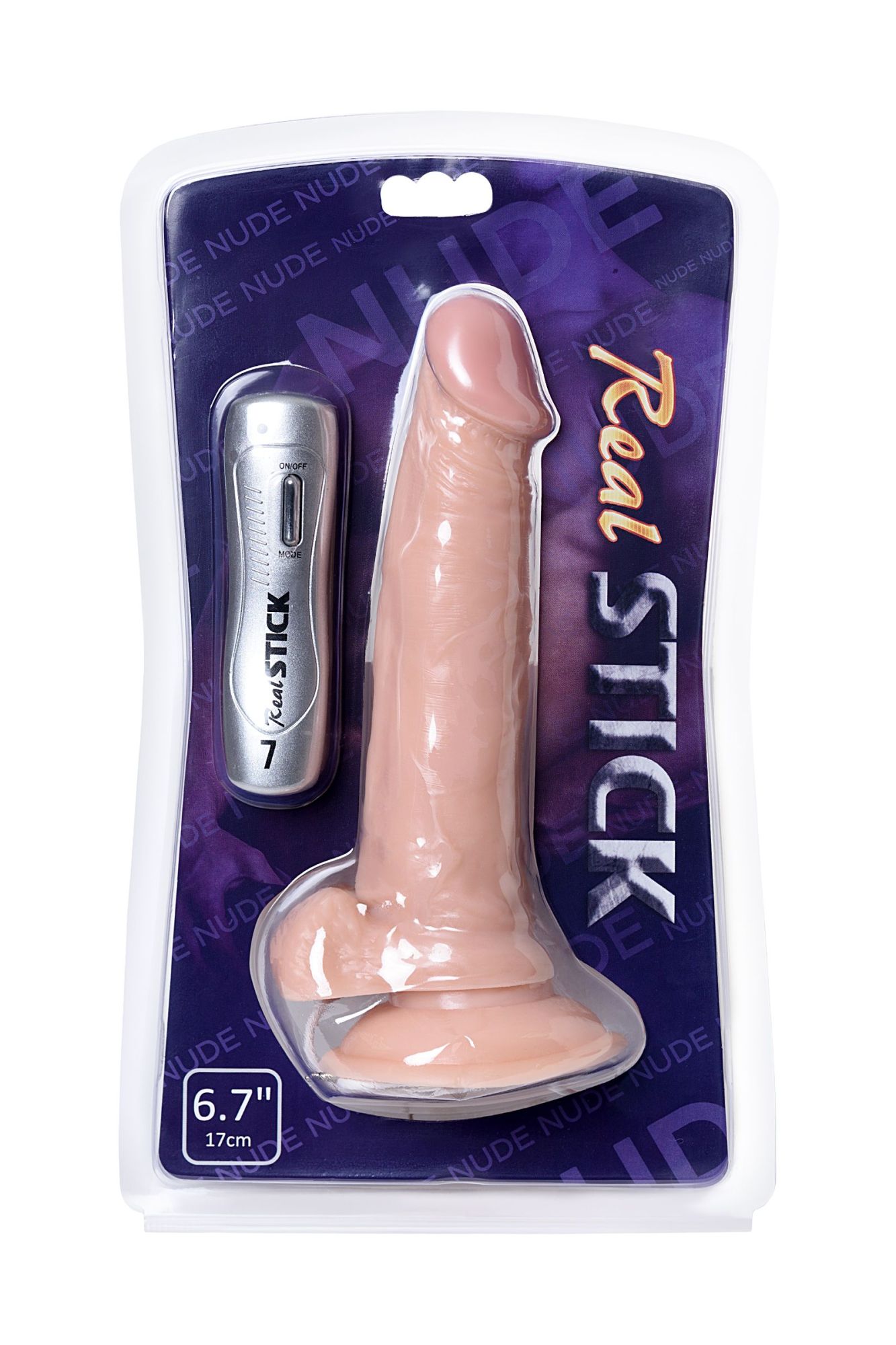 реалистичный вибратор realstick nude, pvc, 7 режимов вибрации, телесный. в России