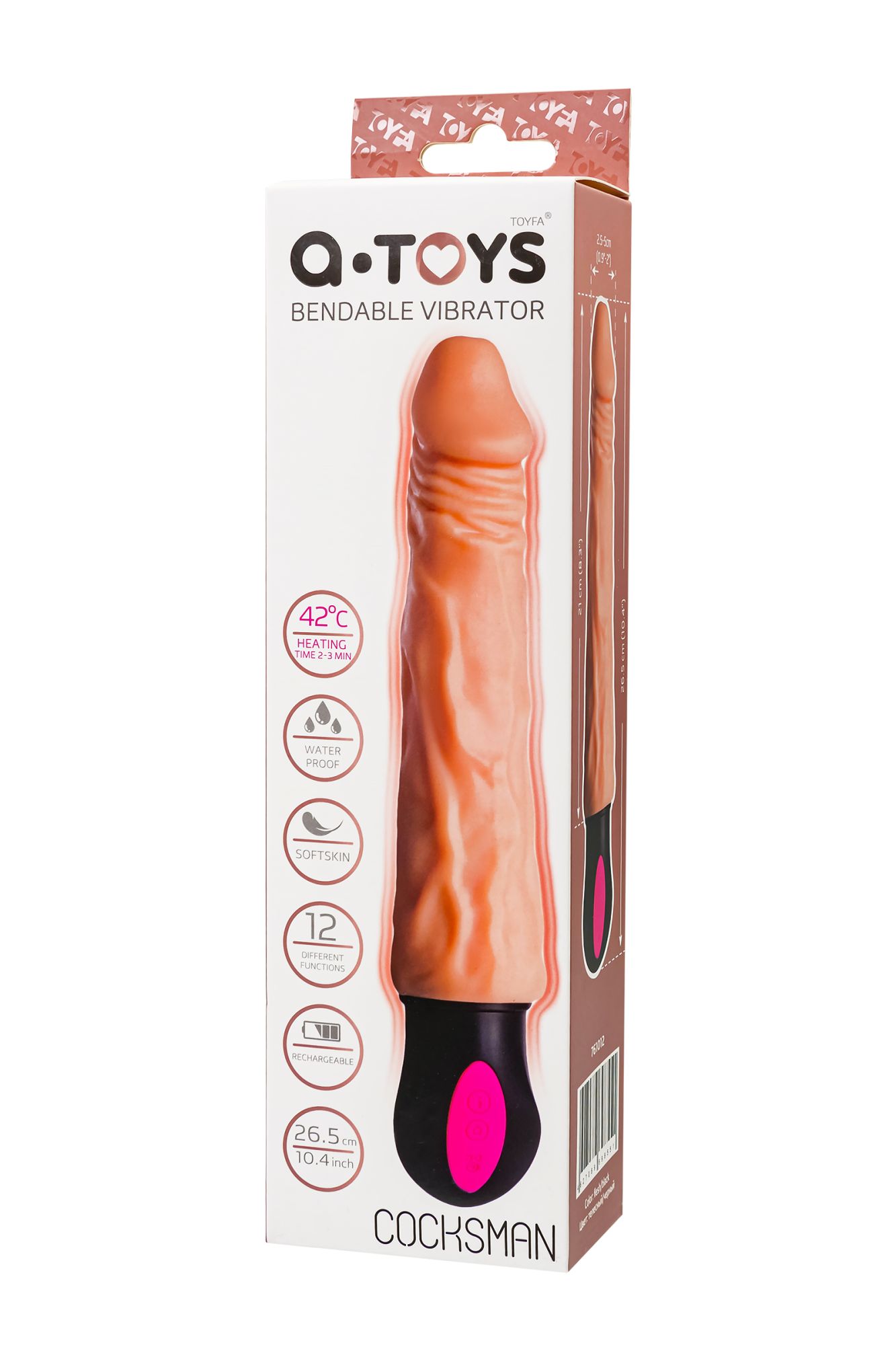 реалистичный вибратор toyfa  a-toys cocksman, tpe, телесный, 26,5 см в России