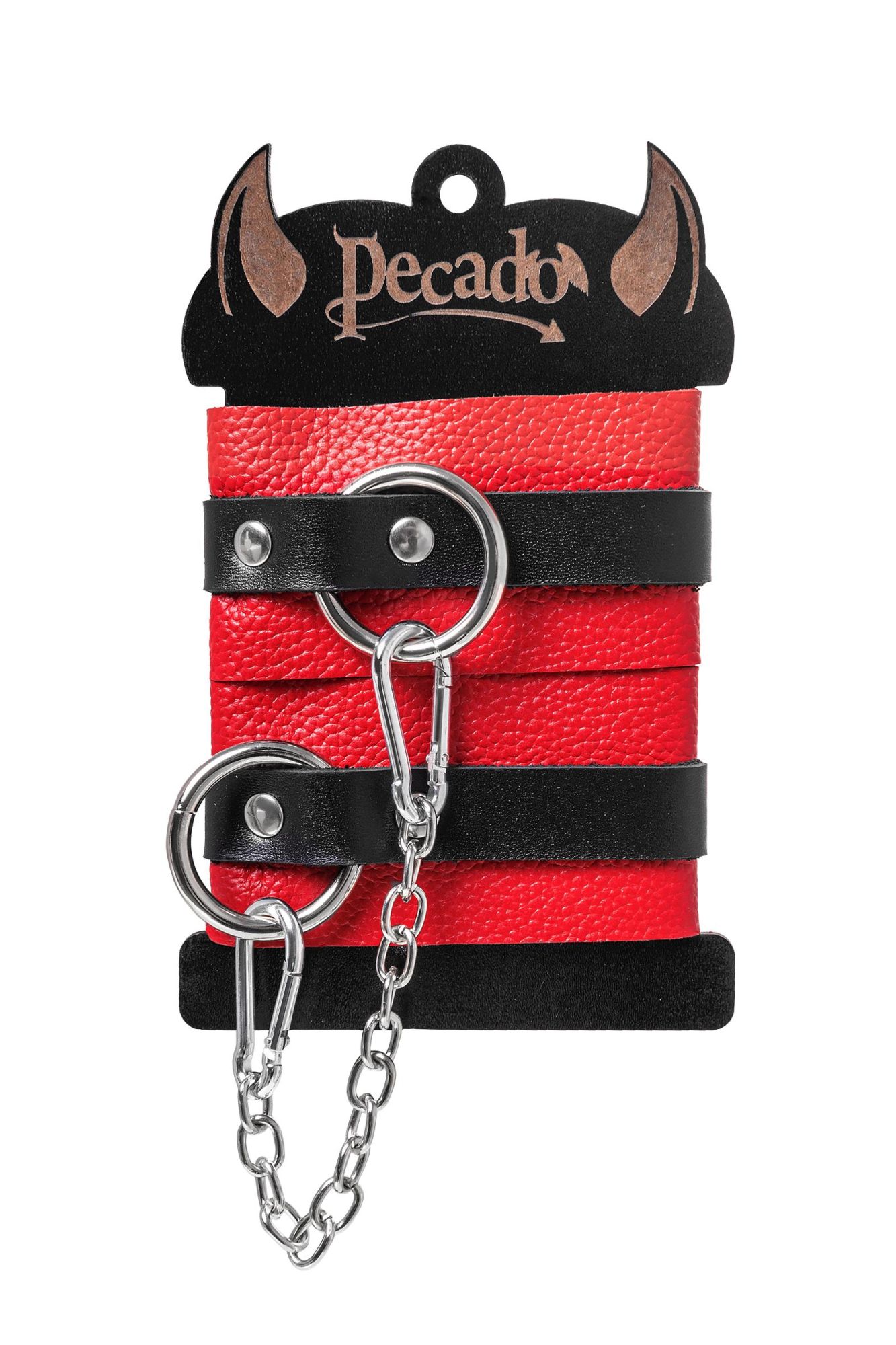 оковы pecado bdsm, мягкие, с одним ремешком с люверсами, натуральная кожа, красно-чёрные в России
