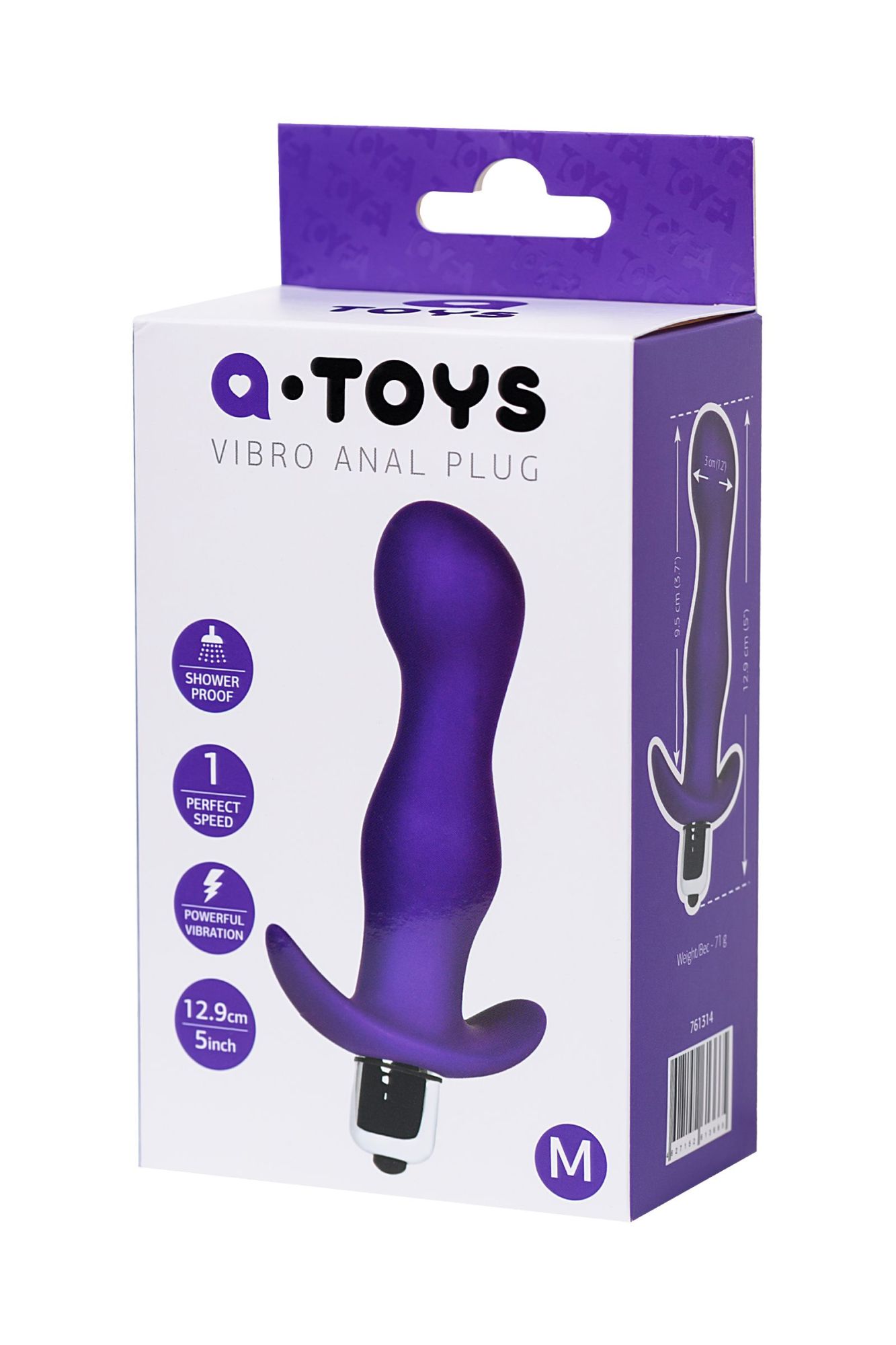анальная пробка с вибрацией a-toys by toyfa kamet, размер m, силикон, фиолетовая, 12,9 см в России