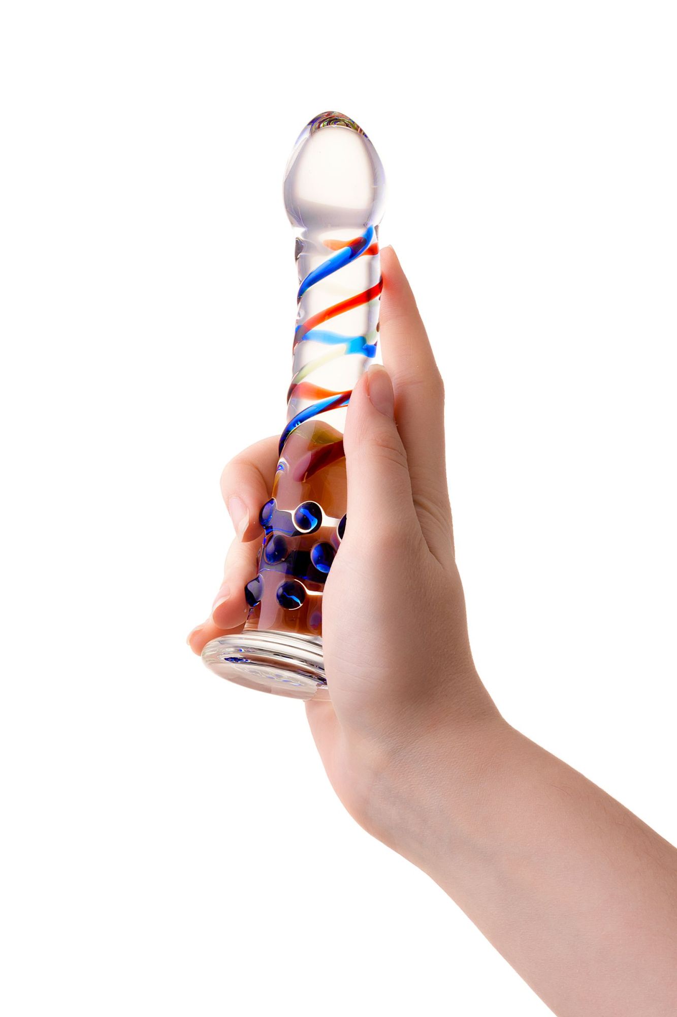 нереалистичный фаллоимитатор sexus glass, стекло, рельефный, 18 см в России