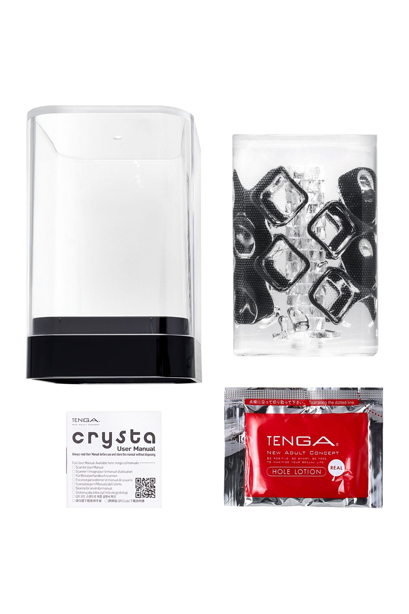 нереалистичный мастурбатор tenga crysta block, tpe, прозрачный, 15,5 см в России