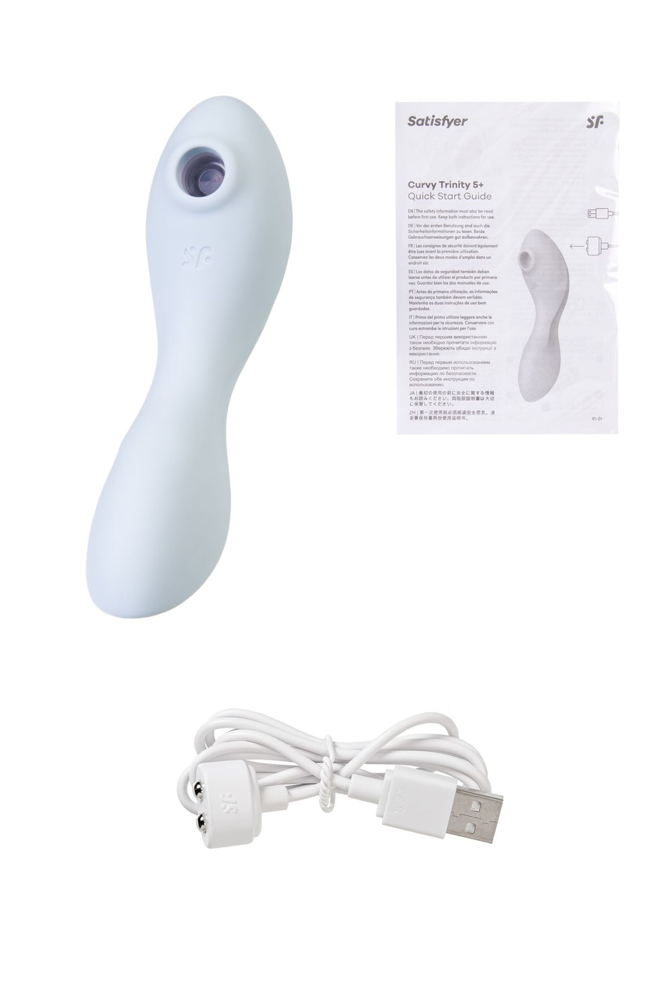 вакуумный стимулятор клитора satisfyer curvy trinity 5+, голубой в России
