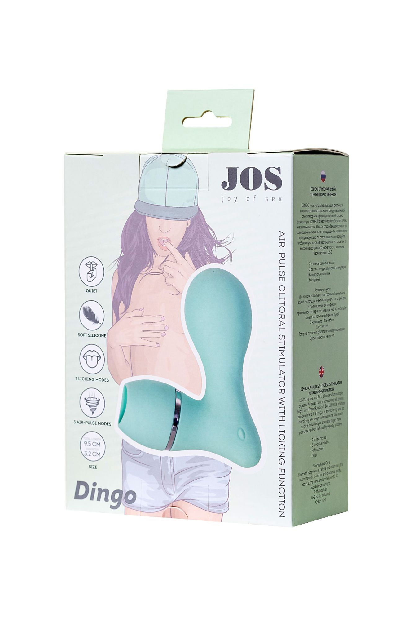 вакуумный стимулятор клитора с язычком jos dingo, силикон, мятный, 9,5 см в России