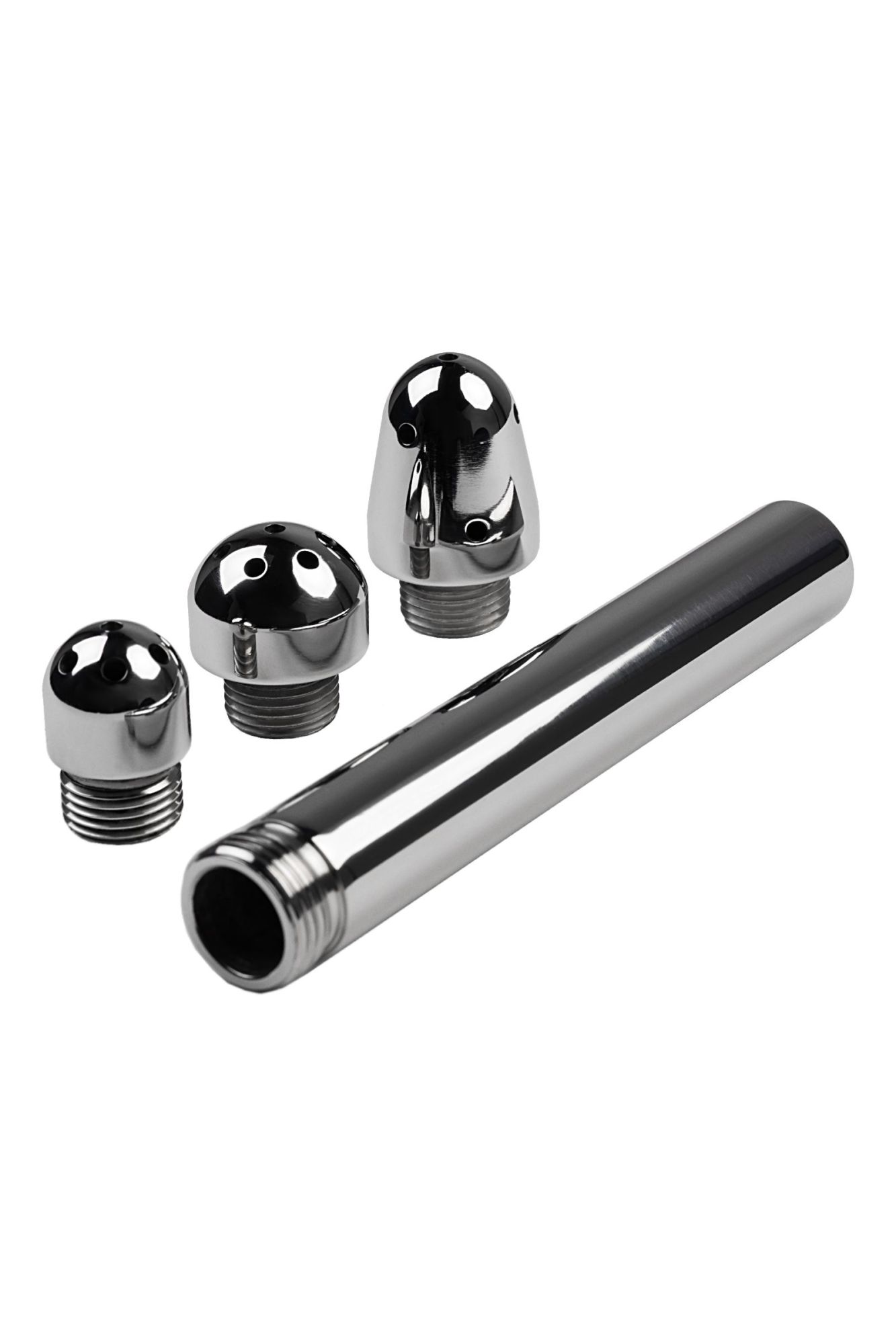 анальный душ с тремя насадками metal by toyfa, металл, серебряный, 13 см в России