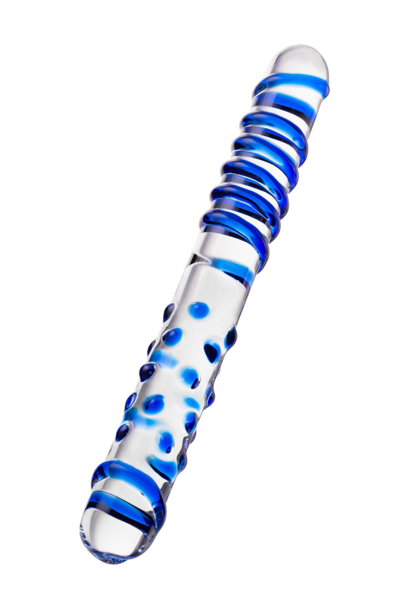 двусторонний фаллоимитатор sexus glass, стекло, рельефный, 22 см в России