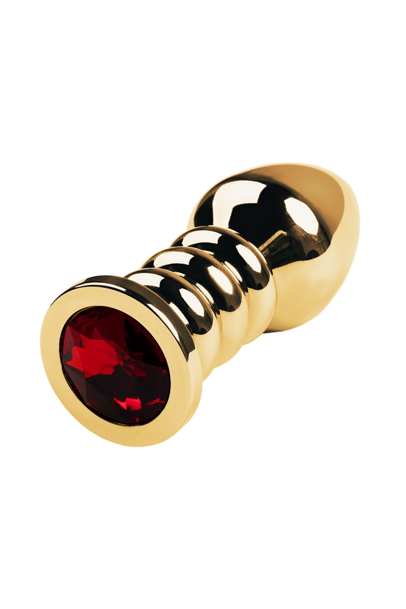 анальная втулка metal by toyfa, металл, золотая, с красным кристаллом, 10,5 см, ø 4 см, 165 г в России