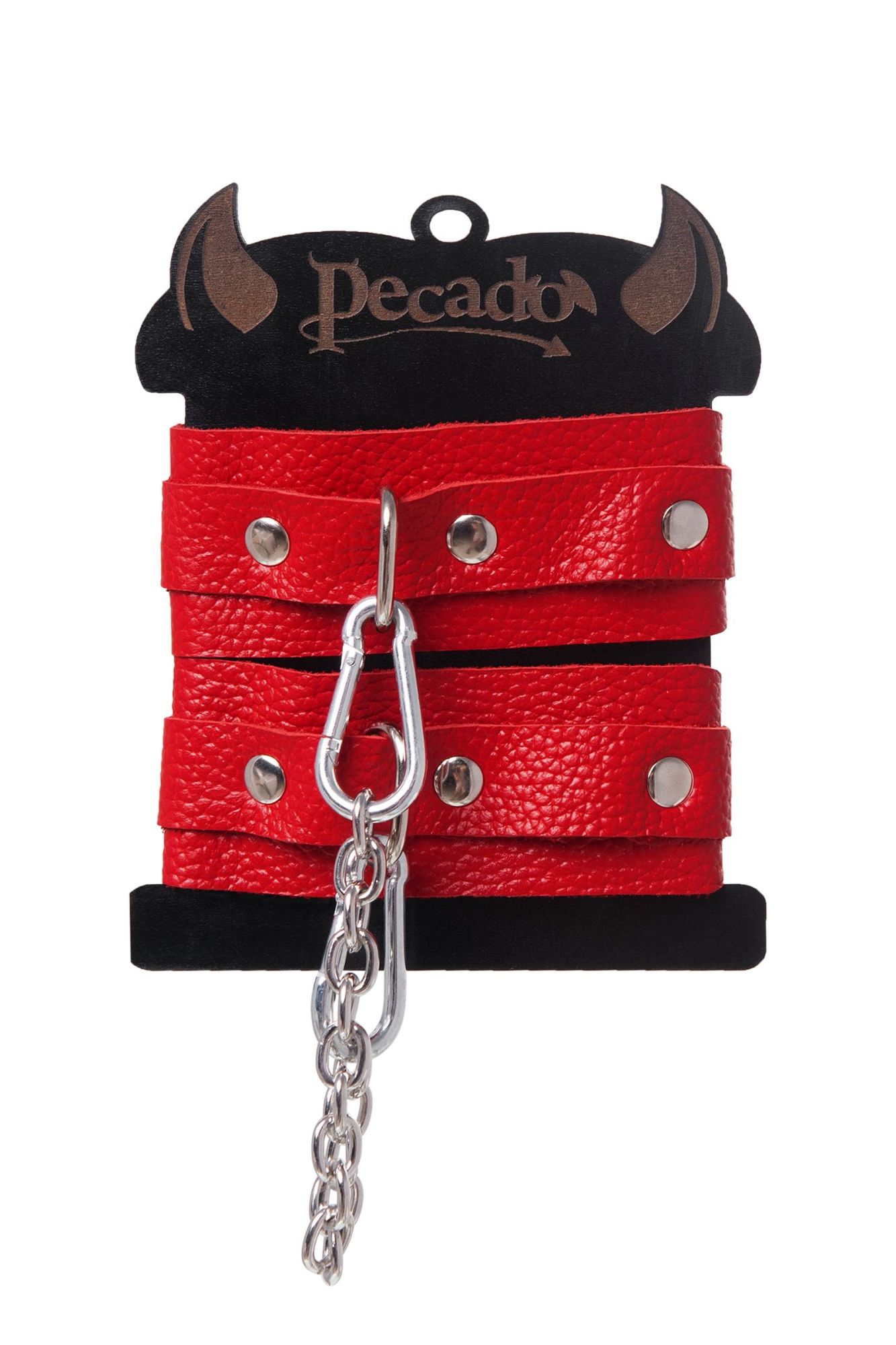 оковы мини pecado bdsm, со скруглёнными углами, натуральная кожа, красные в России