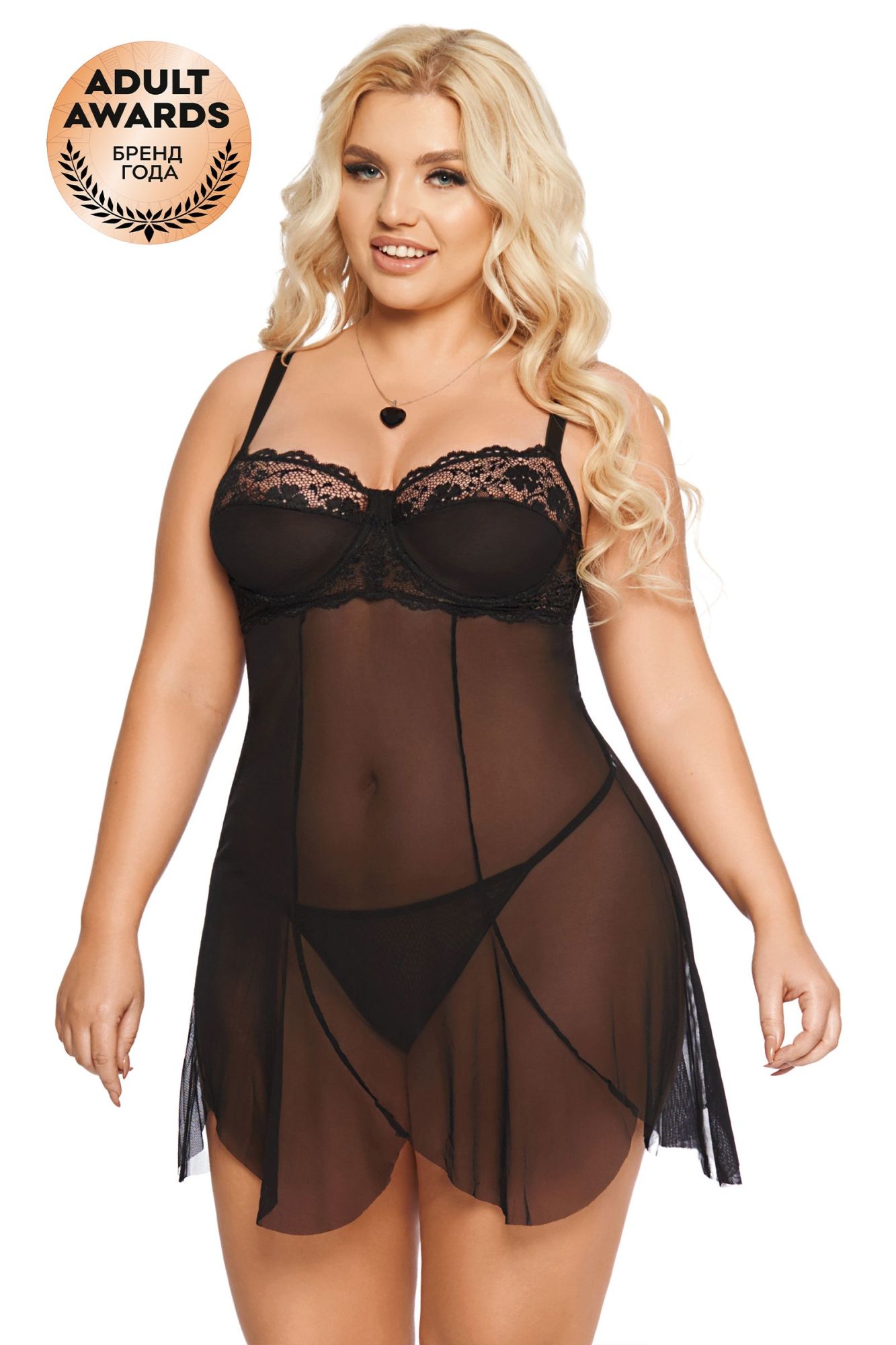Эротическое ночная сорочка и стринги softline collection carla, черный, xl в России