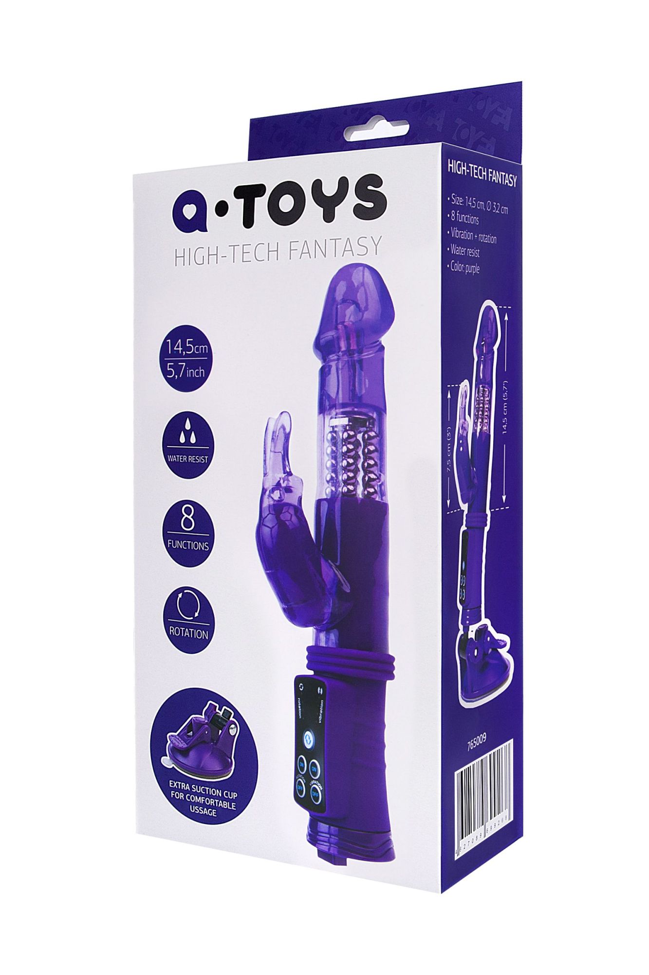 вибратор с клиторальным стимулятором toyfa a-toys, tpr, фиолетовый, 22 см в России