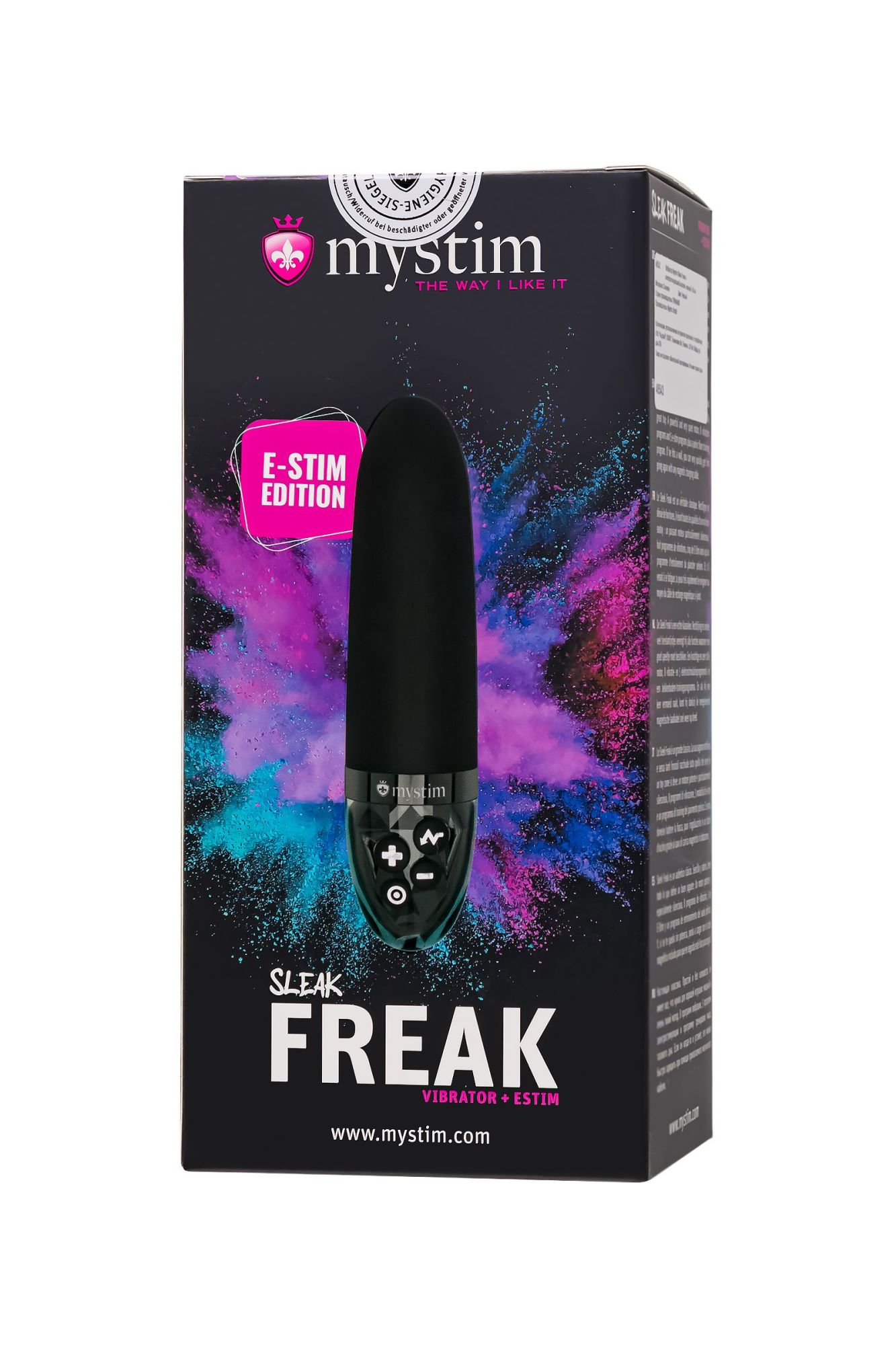 вибратор mystim sleak freak с электростимуляцией,силикон, черный, 14,5 см в России