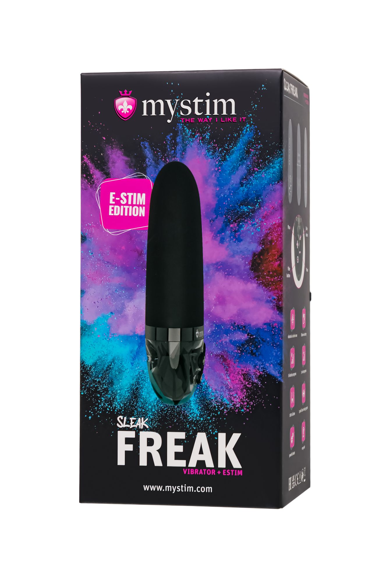 вибратор mystim sleak freak с электростимуляцией,силикон, черный, 14,5 см в России