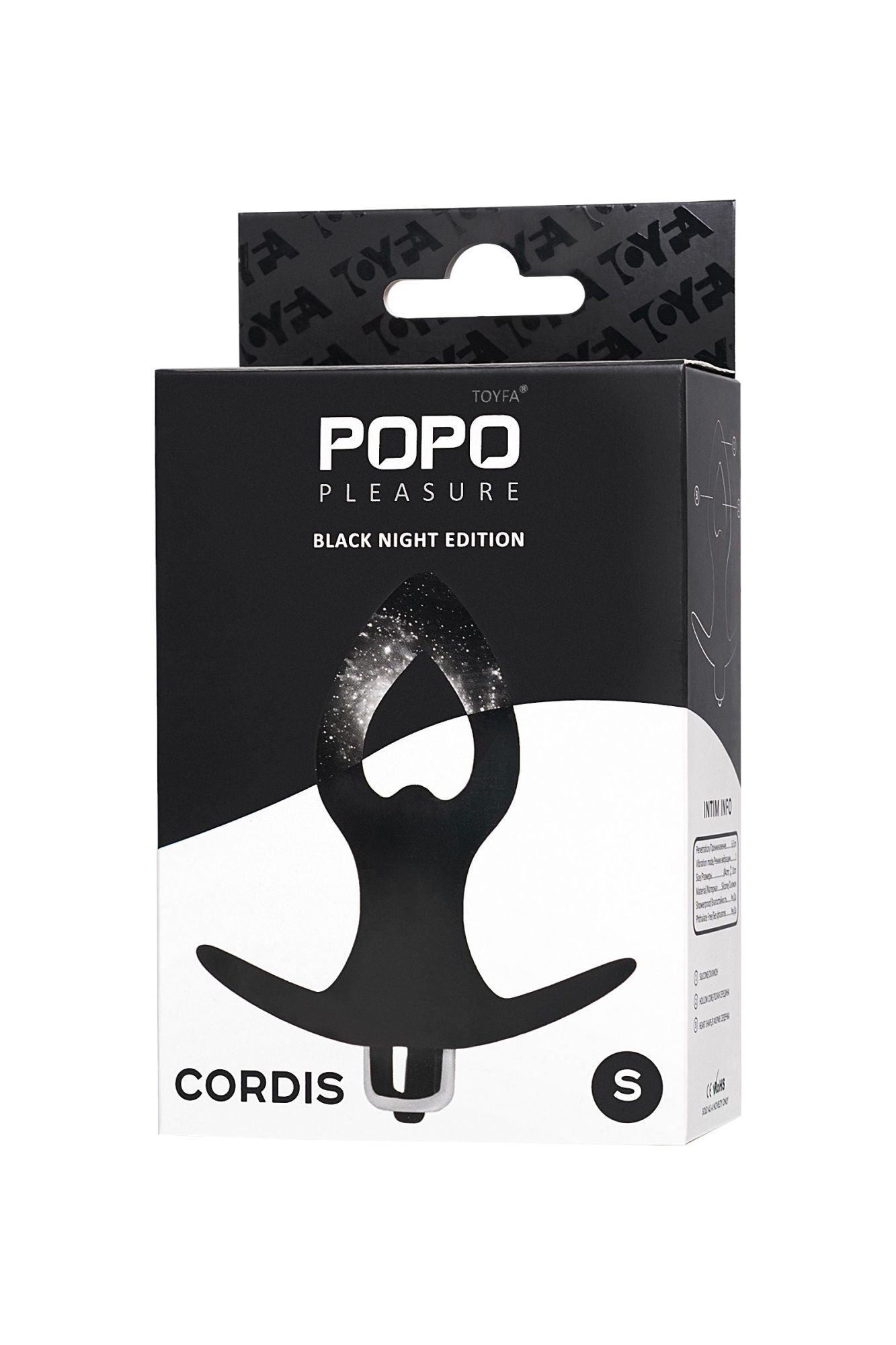 анальная вибровтулка-расширитель popo pleasure by toyfa cordis s, силикон, черная, 10 см, ø 4 см в России