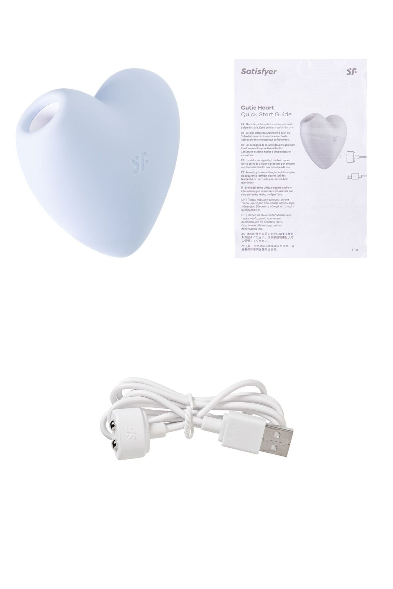 вакуум-волновой бесконтактный стимулятор клитора satisfyer cutie heart, силикон, голубой, 7,55 см в России