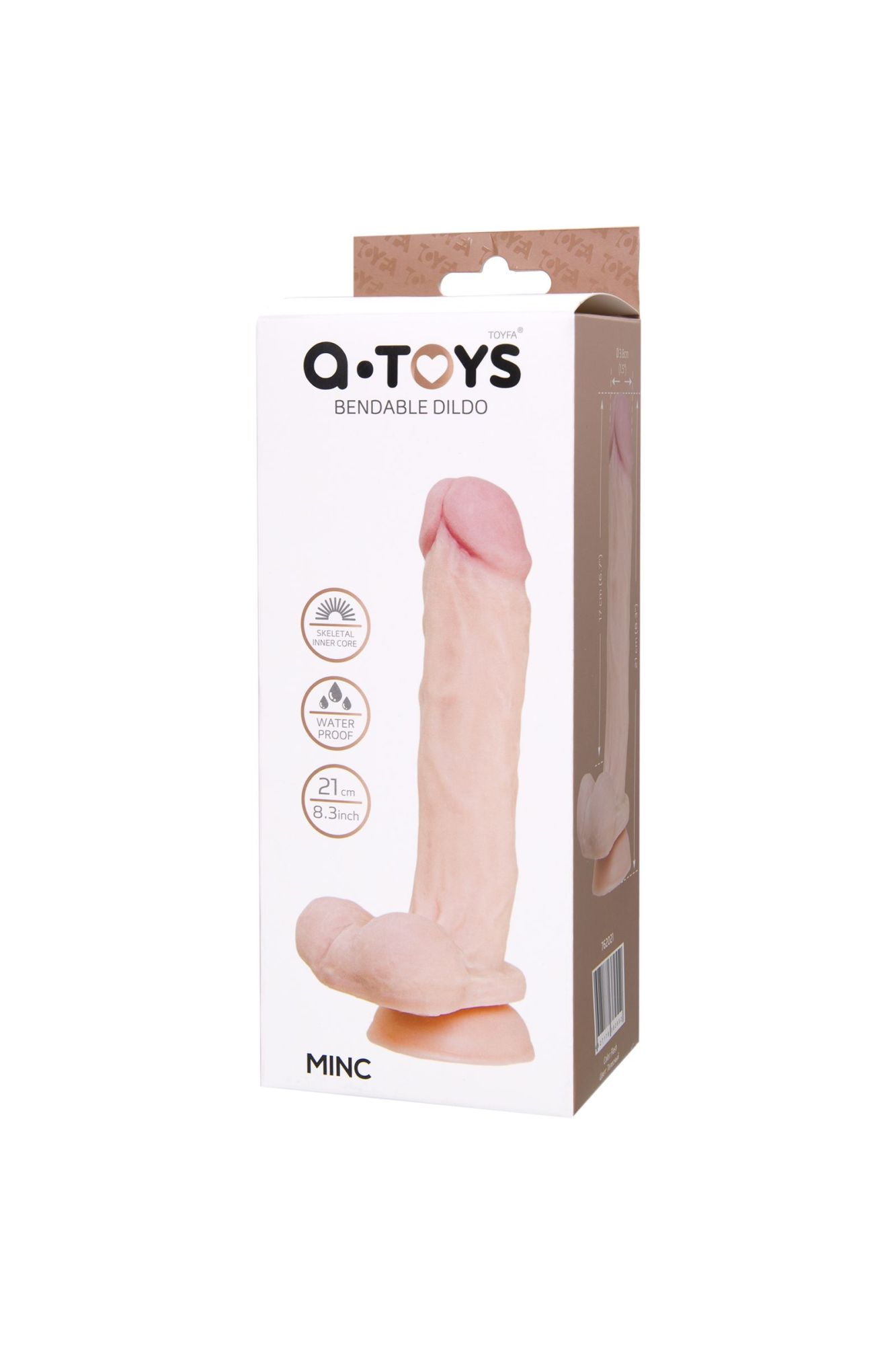 реалистичный гибкий фаллоимитатор a-toys by toyfa minc, tpe, 21 см в России