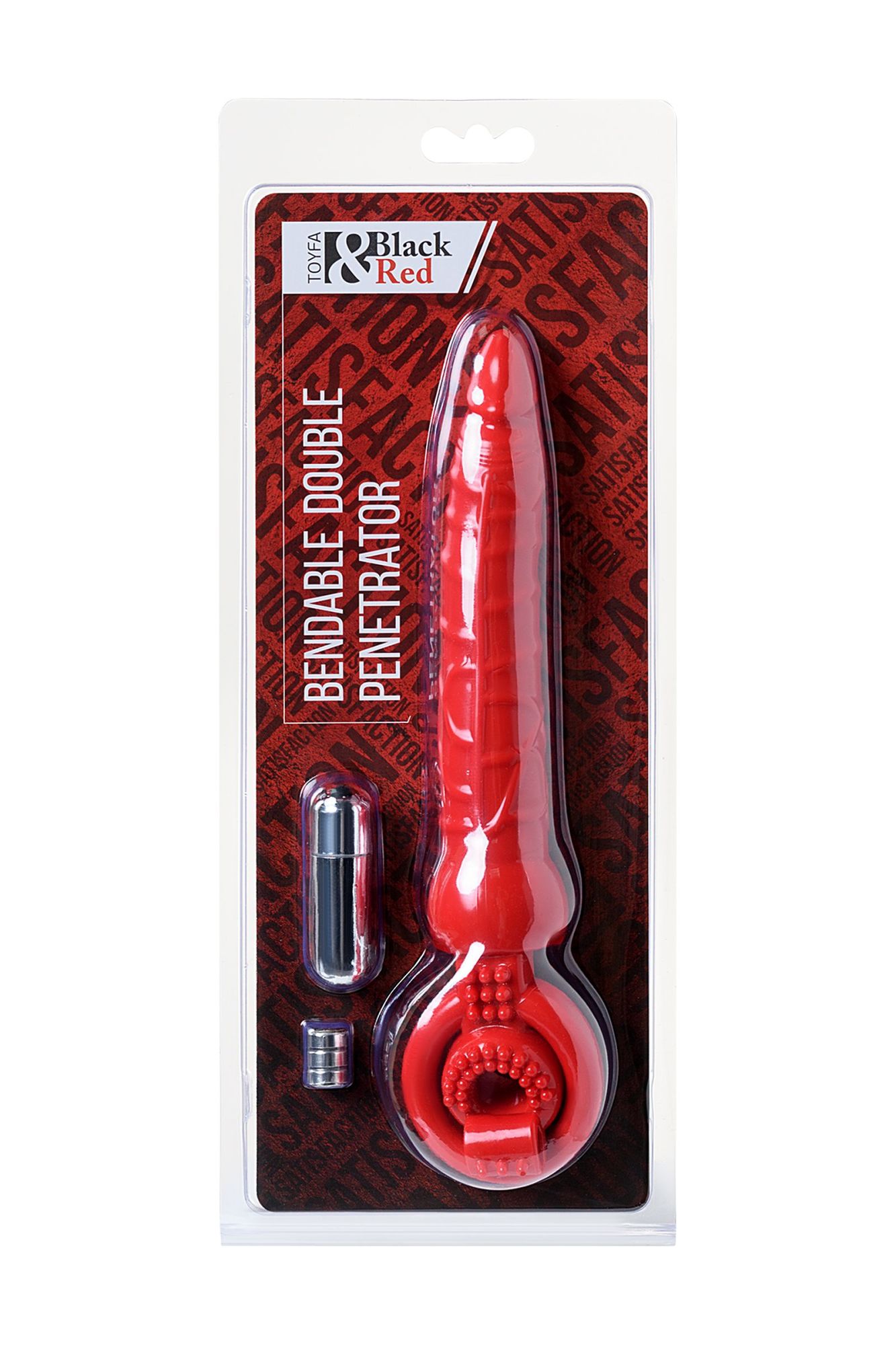 насадка на пенис black&red by toyfa с вибрацией, pvc, красный, 24 см в России
