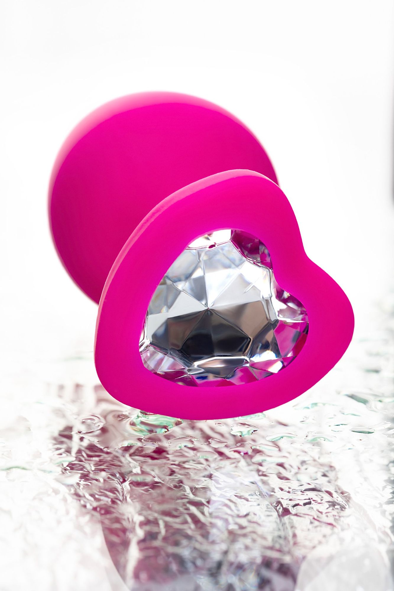 анальная втулка todo by toyfa diamond heart, силикон, розовая, 9,5 см, ø 4 см в России