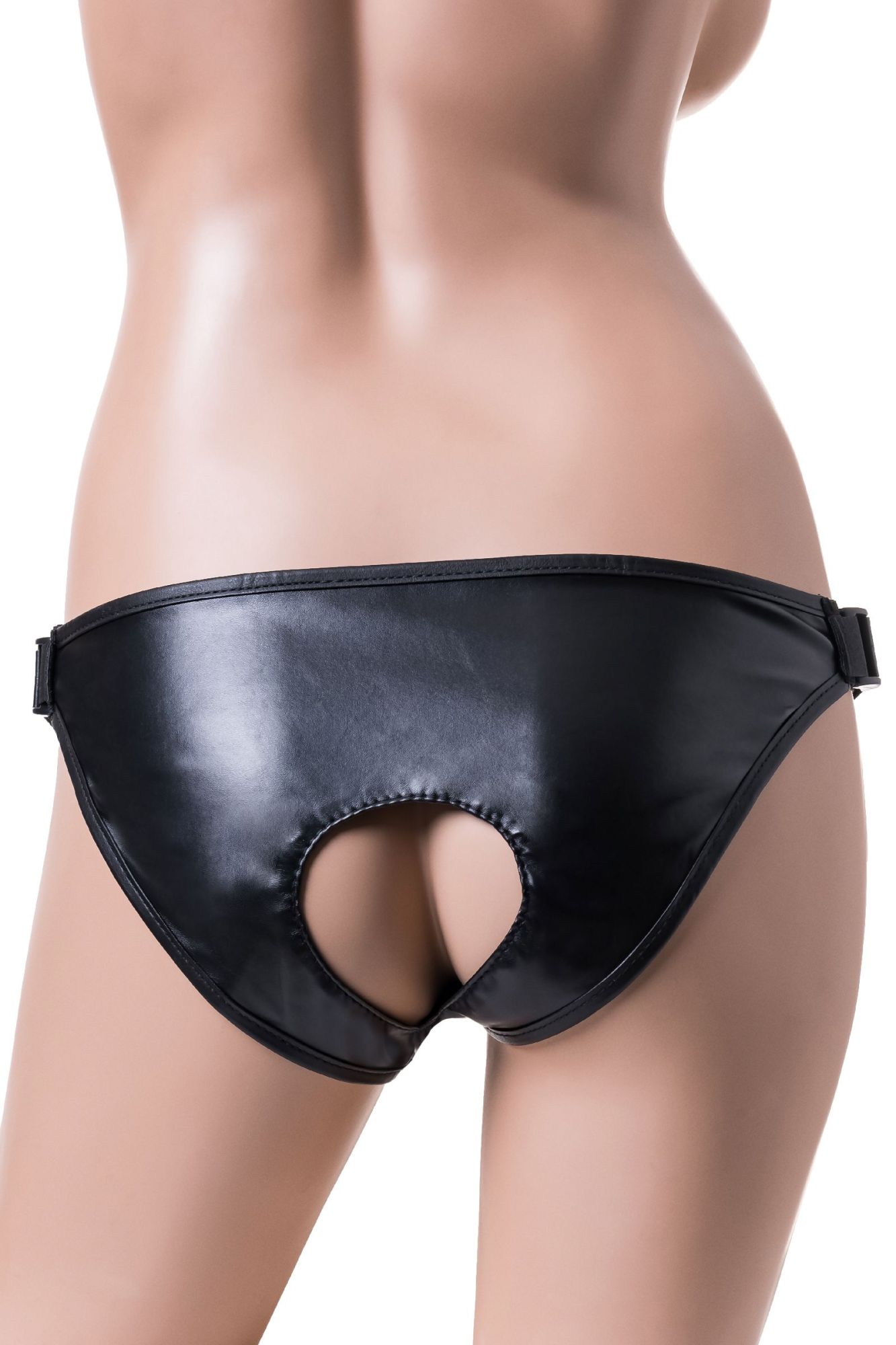 трусики для страпона realstick strap-on domino, pu кожа, чёрные в России