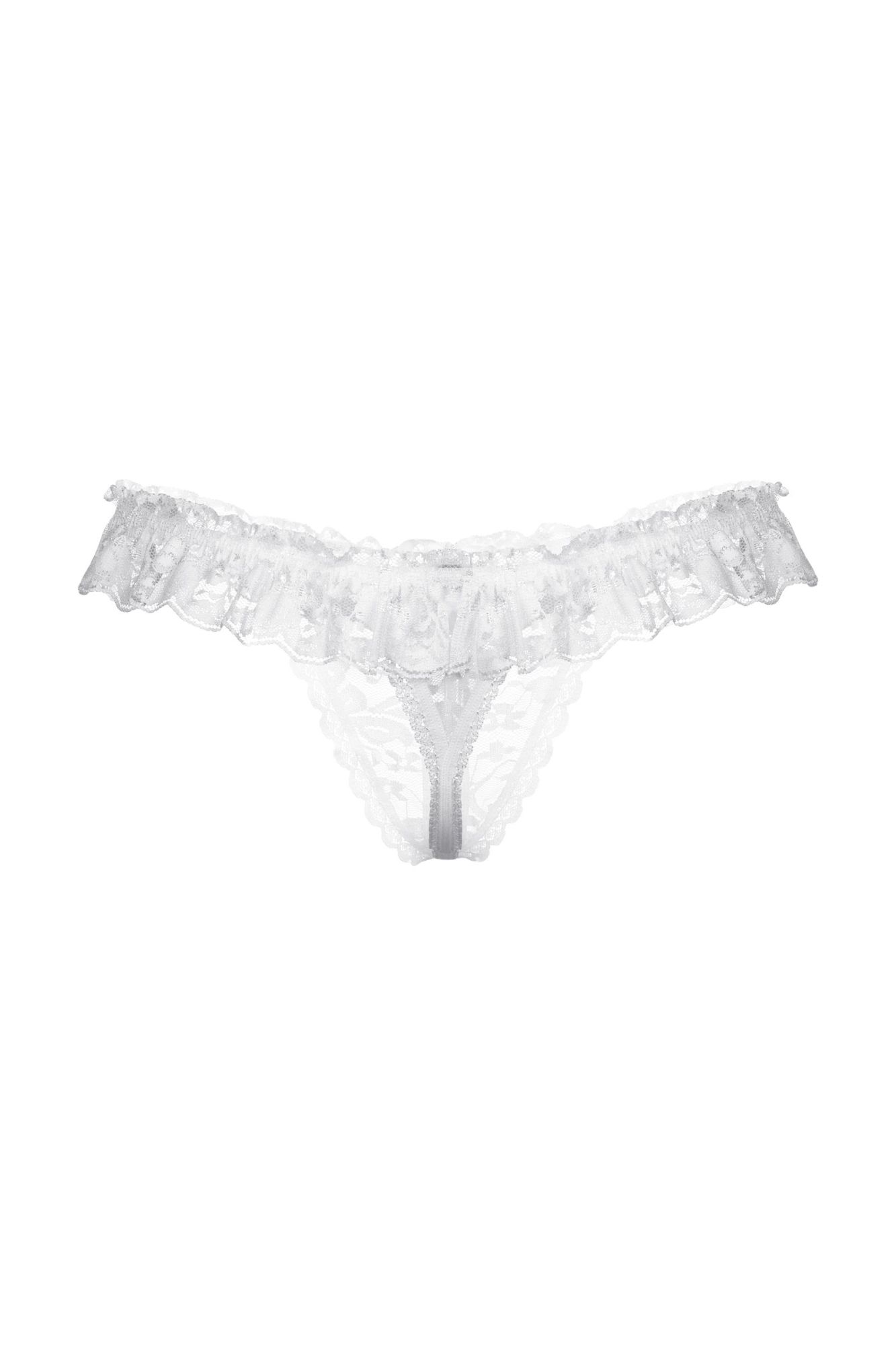 Эротическое стринги с кружевной рюшей открытые softline collection, белый, s/l в России