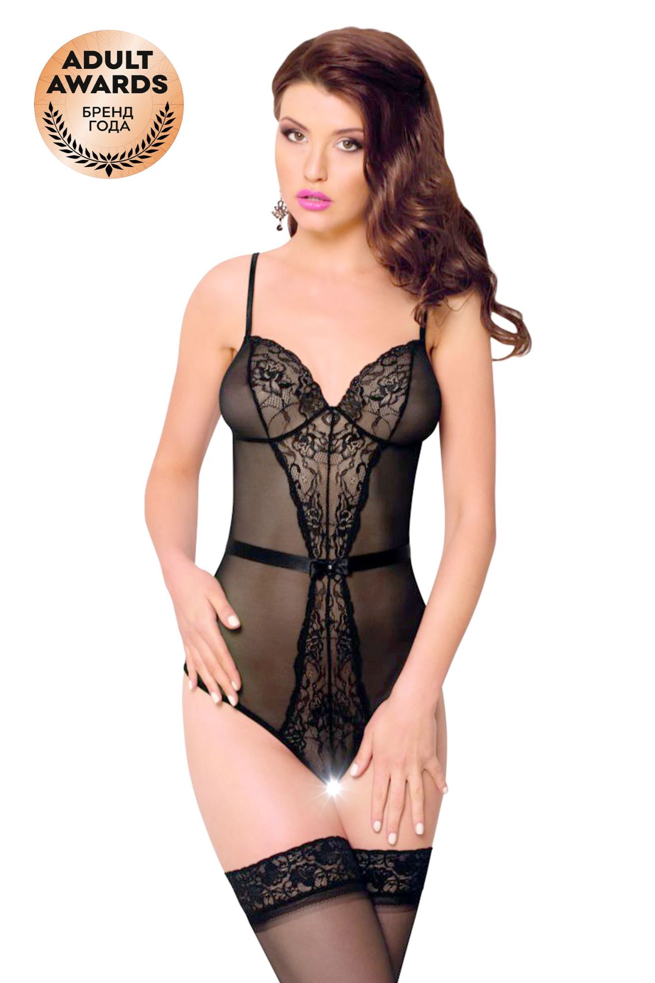 Эротическое боди c интимным вырезом softline collection linda, черный, m/l в России