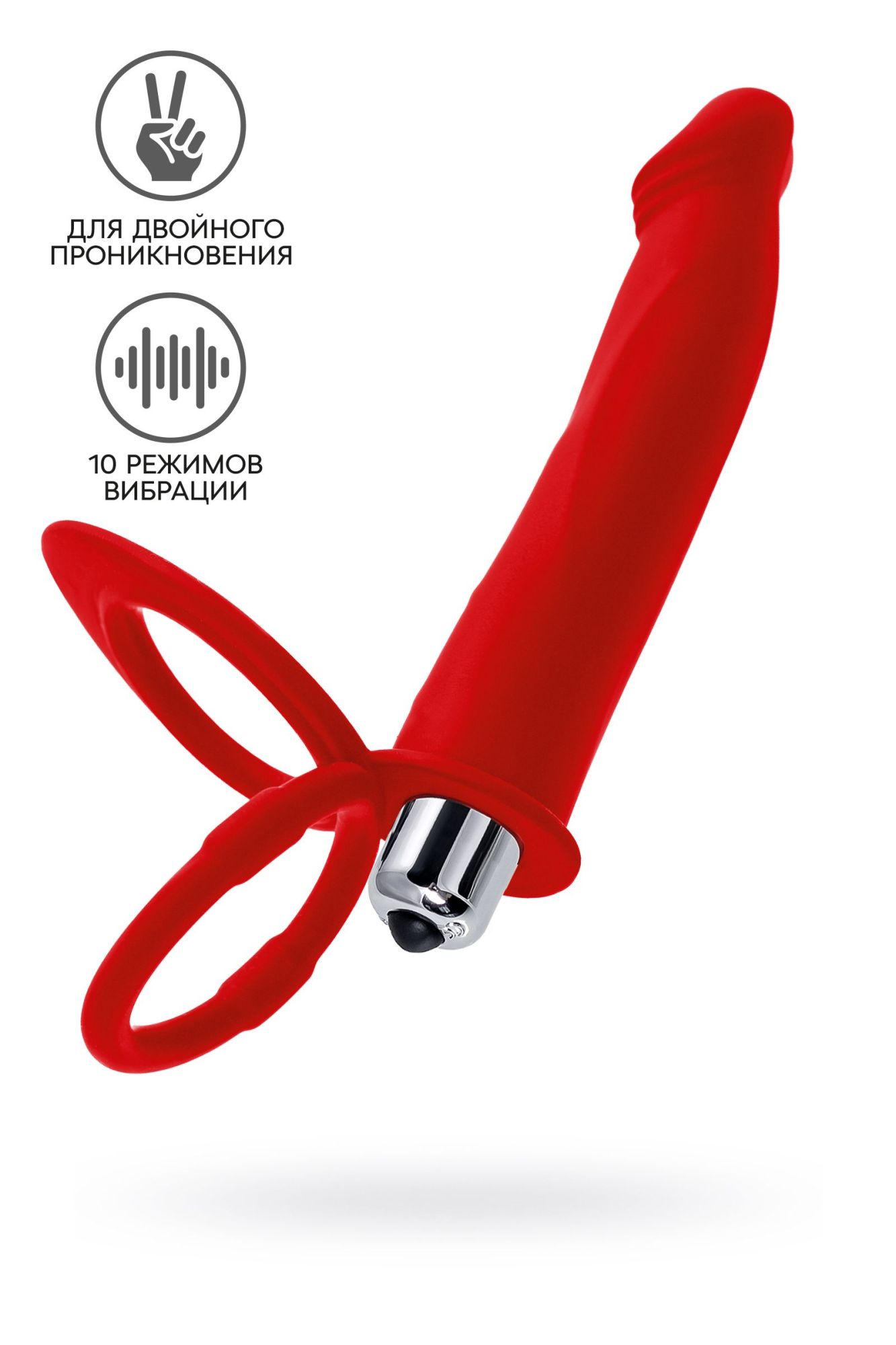 насадка на пенис для двойного проникновения black&red by toyfa, силикон, красная, 19 см в России