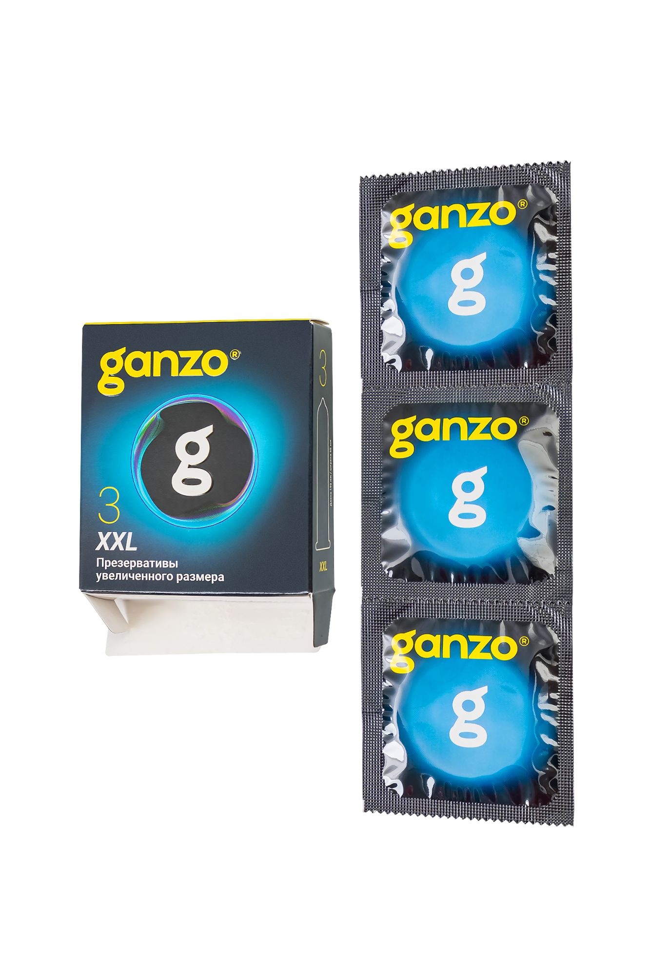 презервативы  ganzo xxl увеличенные, латекс, 19 см, 5,5 см, 3 шт. в России