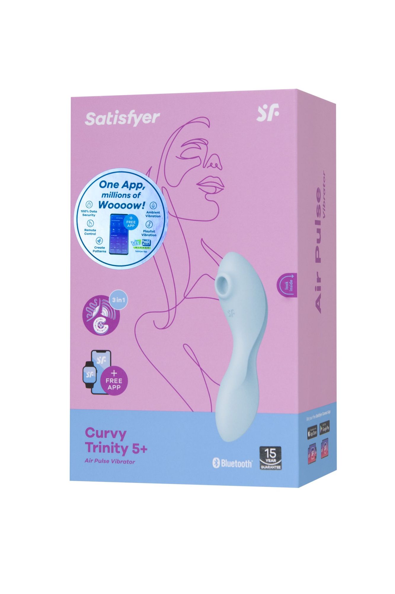 вакуумный стимулятор клитора satisfyer curvy trinity 5+, голубой в России