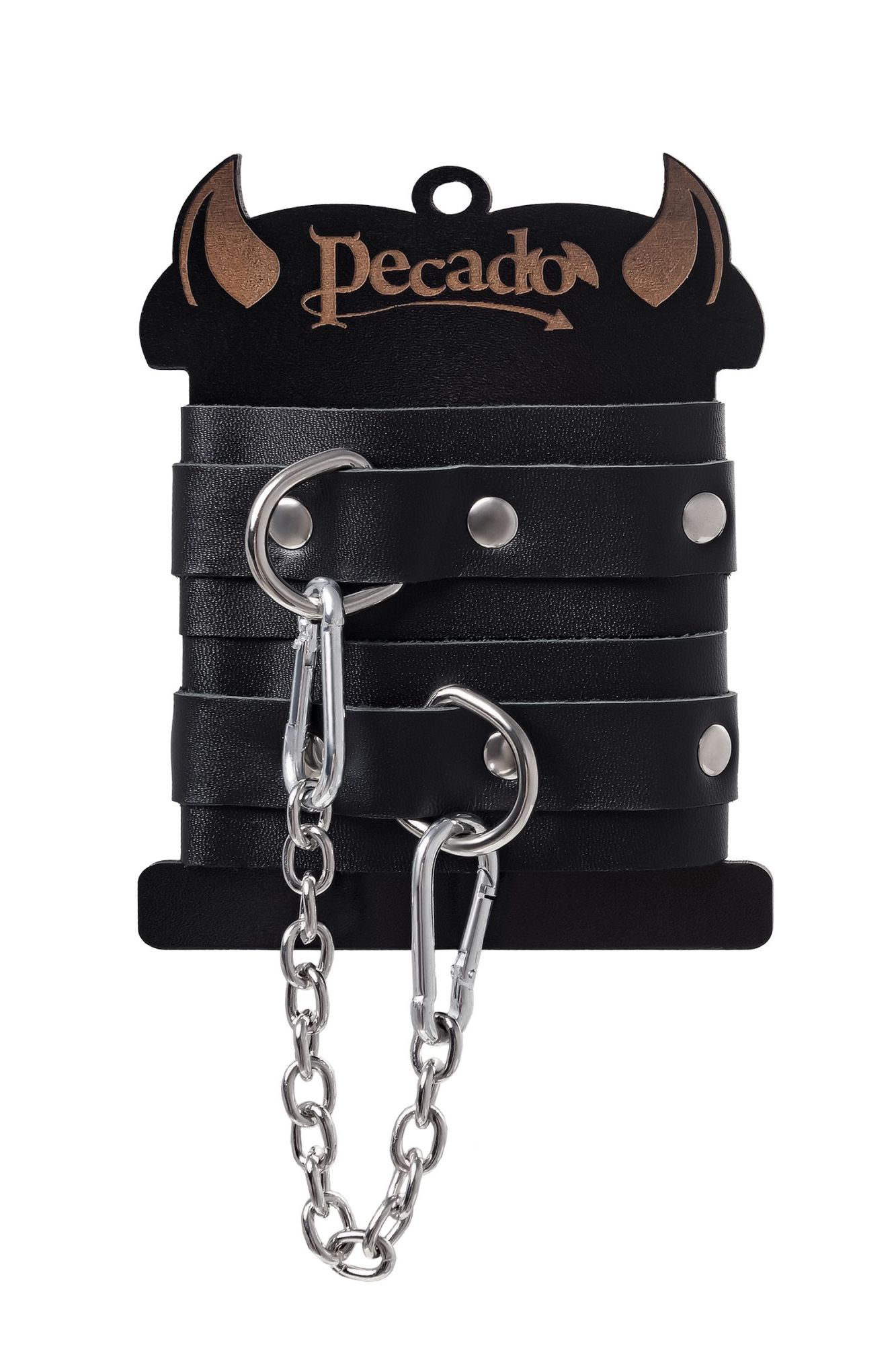 оковы мини pecado bdsm, со скруглёнными углами, натуральная кожа, чёрные в России