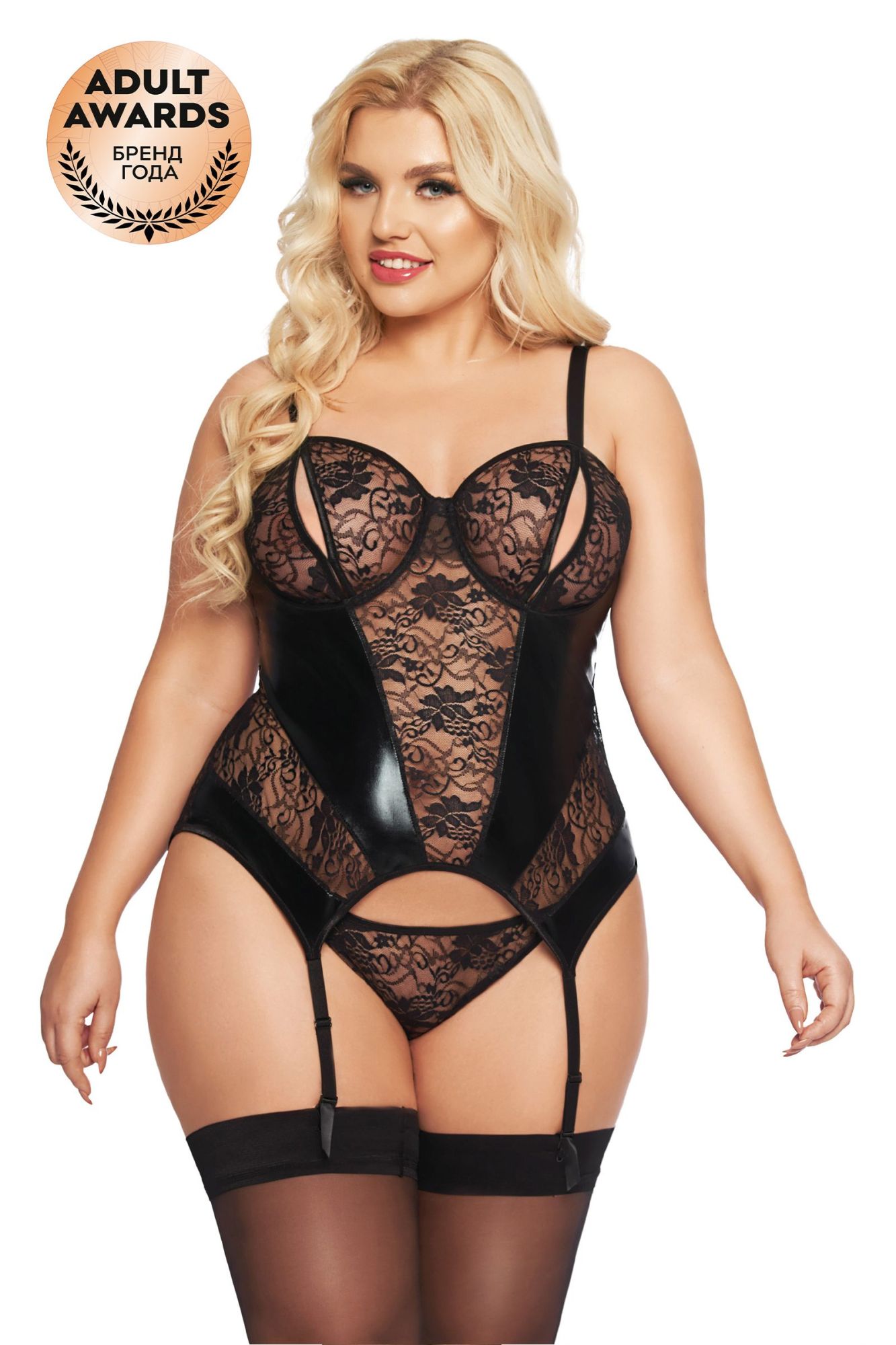 Эротическое корсет с пажами и стринги softline collection jessica, черный, xxl в России