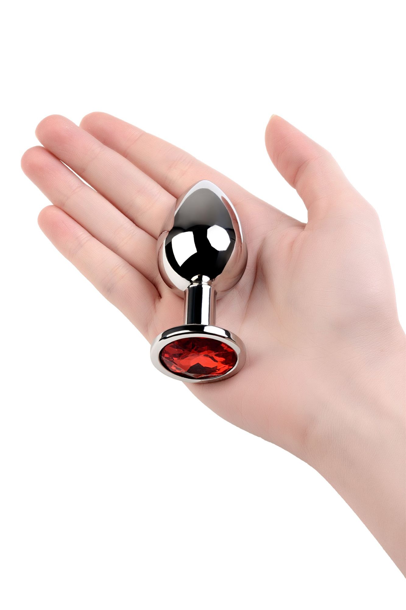 анальная втулка metal by toyfa, металл, серебряная, с красным кристаллом, 8 см, ø 3,5 см, 265 г в России
