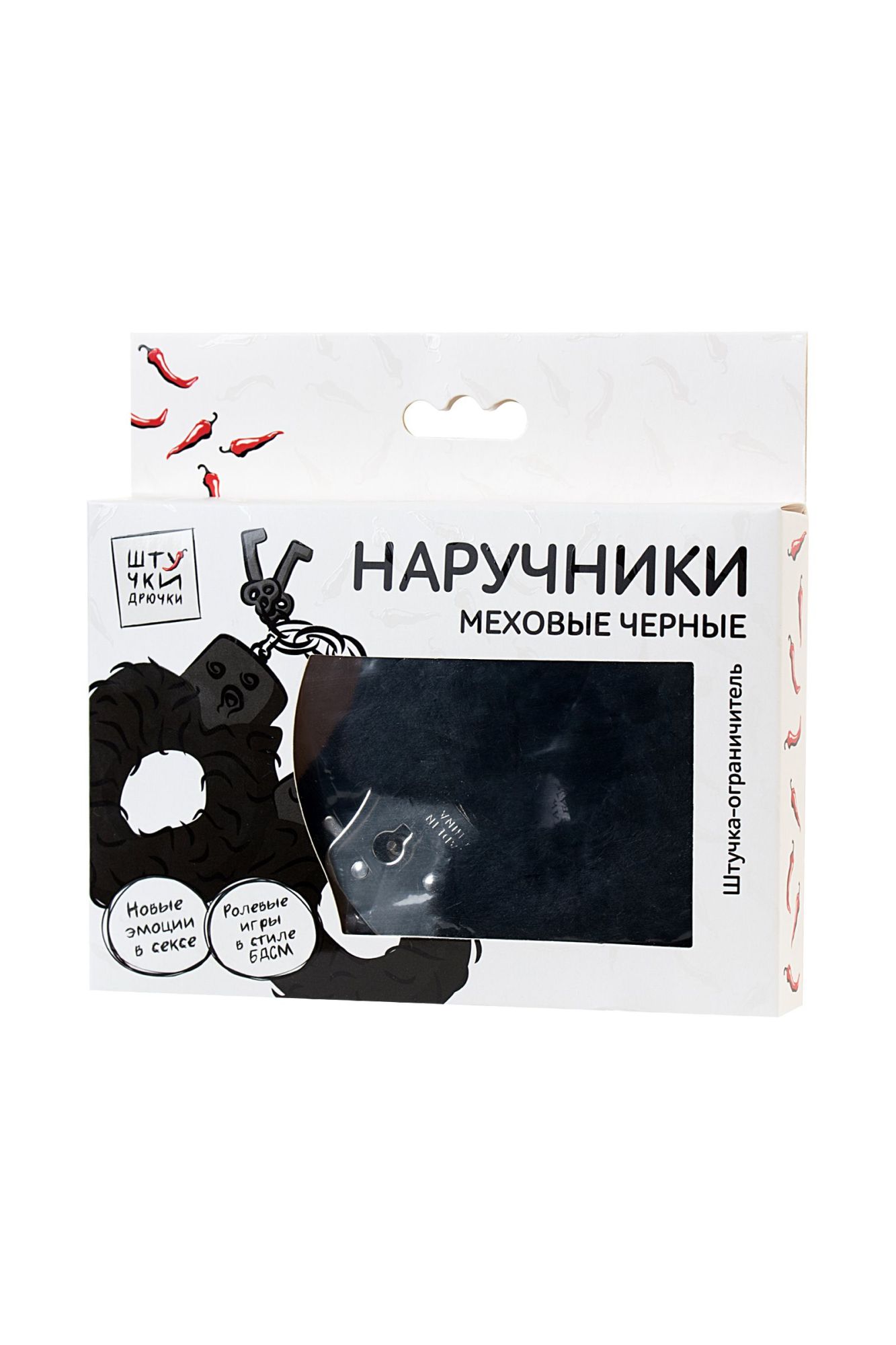 наручники штучки-дрючки, меховые, черные в России