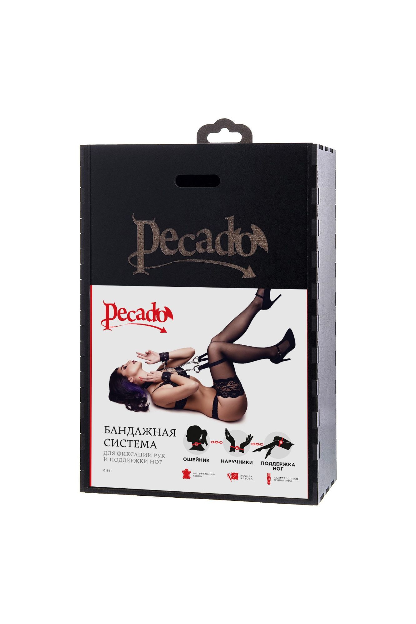бондажная система pecado bdsm, для фиксации рук и поддержки ног, натуральная кожа, черная в России