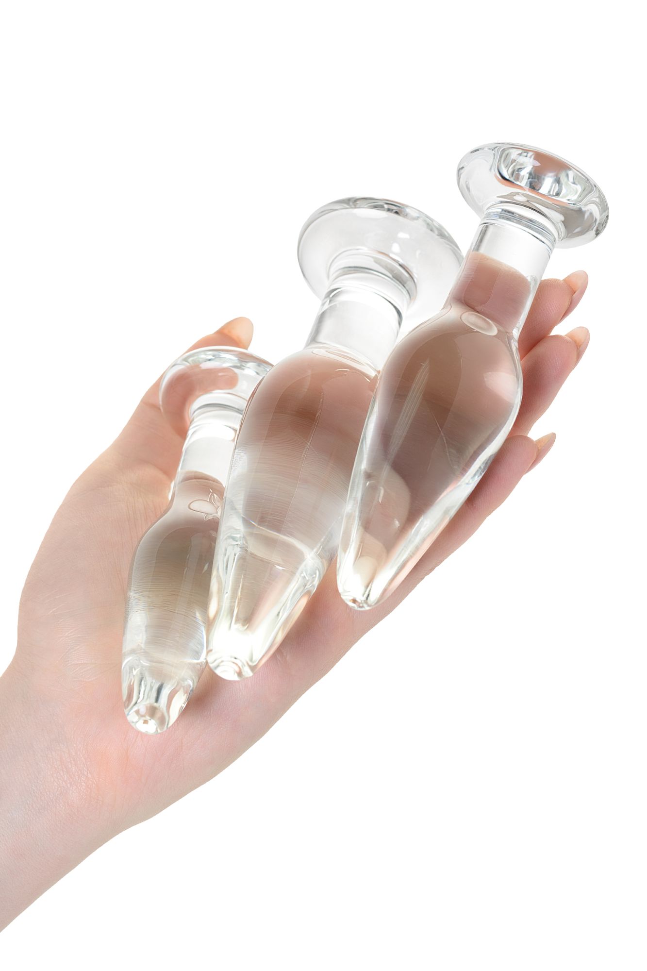 набор анальных втулок sexus glass, стекло, прозрачный, 14/12,5/12 см, ø 4/3,5/3 см в России