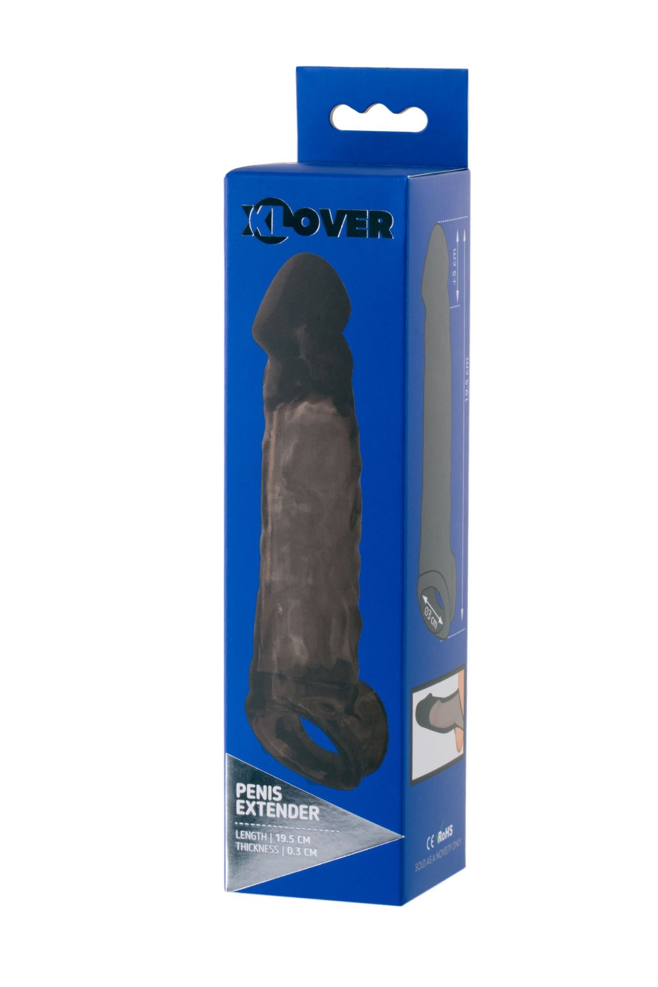 насадка xlover by toyfa, для увеличения размера, tpe, черная, 19.5 см в России