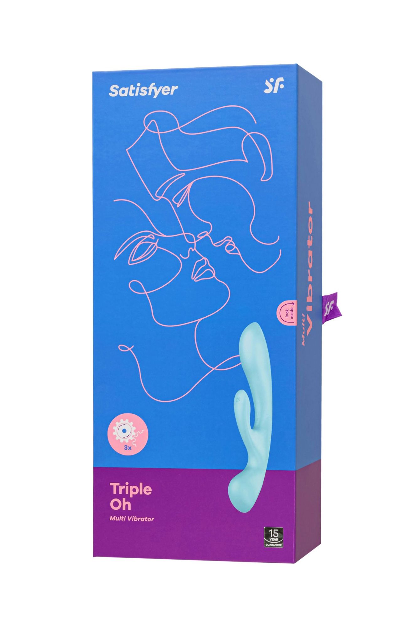 нереалистичный вибратор satisfyer triple oh, силикон, голубой, 24 см в России
