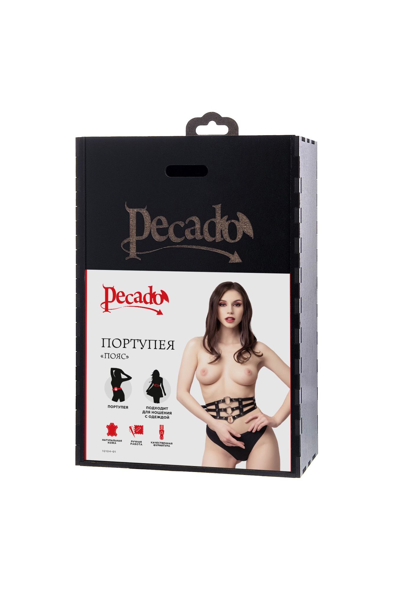 пояс pecado bdsm, с кольцами, натуральная кожа, черный в России